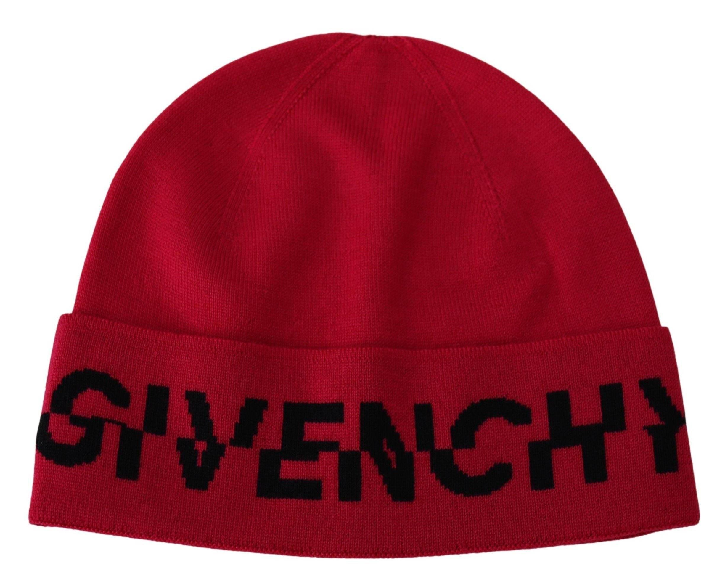 Givenchy Elegant Wool Beanie with Signature Contrast Logo - Hilstor