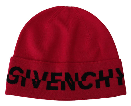 Givenchy Elegant Wool Beanie with Signature Contrast Logo - Hilstor
