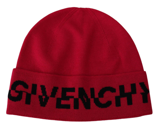 Givenchy Elegant Wool Beanie with Signature Contrast Logo - Hilstor