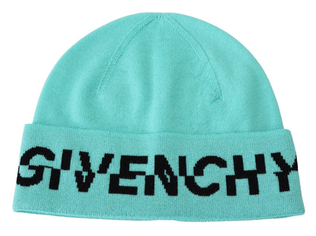 Givenchy Aquamarine Green Wool Beanie with Signature Logo - Hilstor
