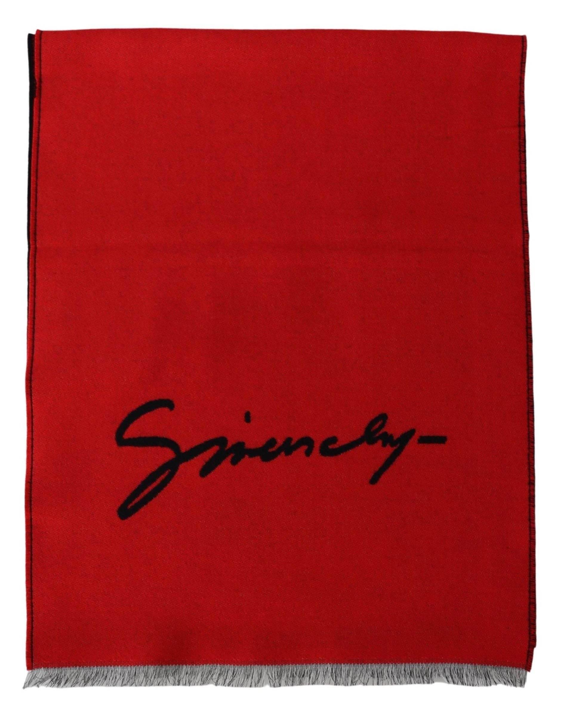 Givenchy Elegant Red Wool Blend Unisex Scarf - Hilstor