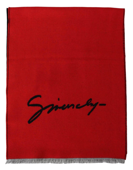 Givenchy Elegant Red Wool Blend Unisex Scarf - Hilstor