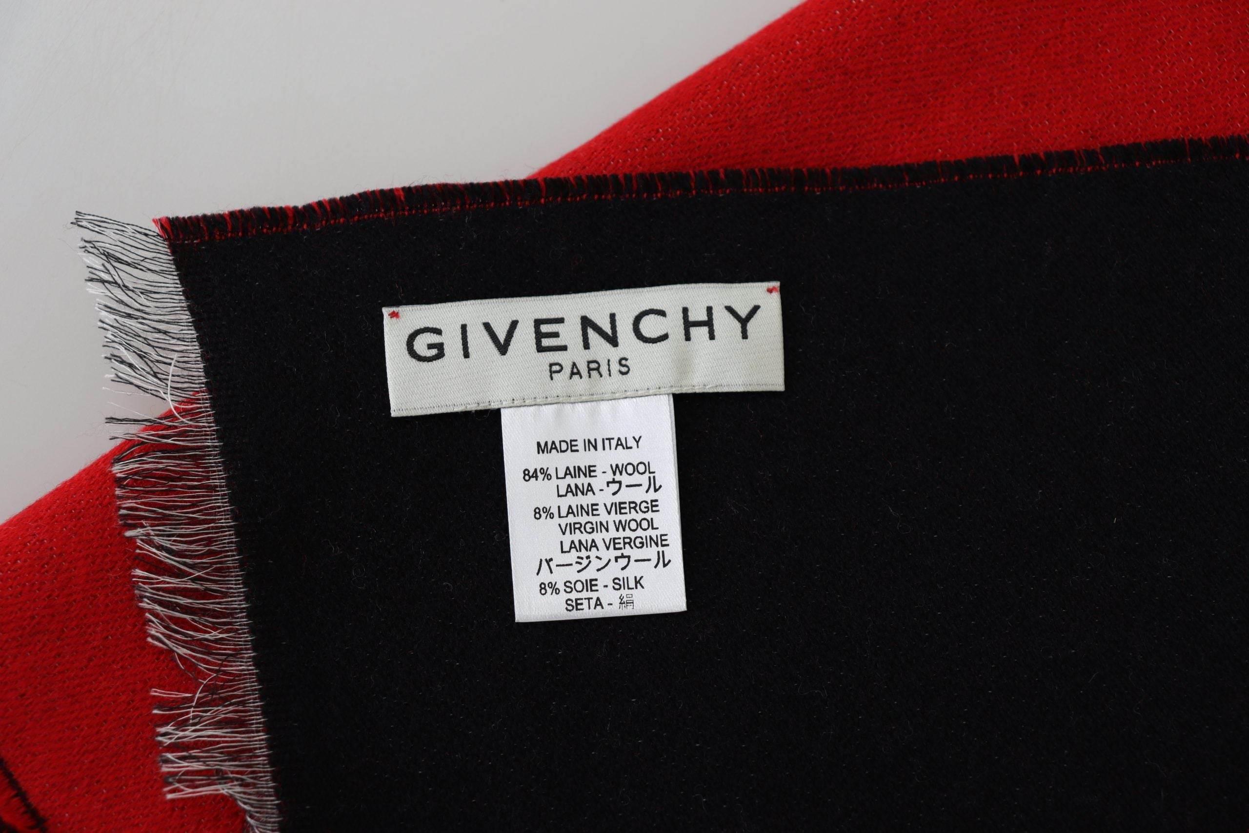 Givenchy Elegant Red Wool Blend Unisex Scarf - Hilstor