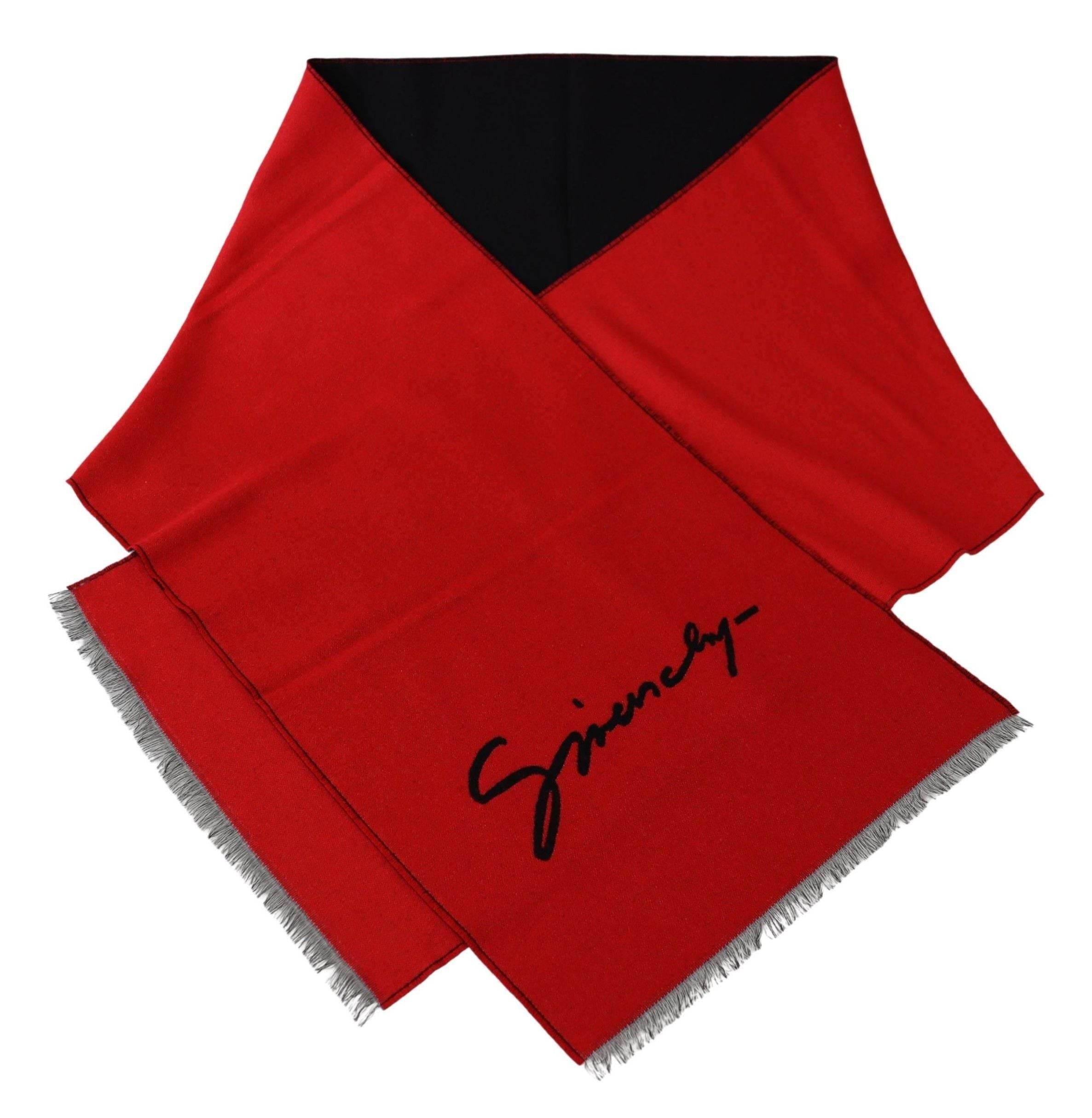 Givenchy Elegant Red Wool Blend Unisex Scarf - Hilstor