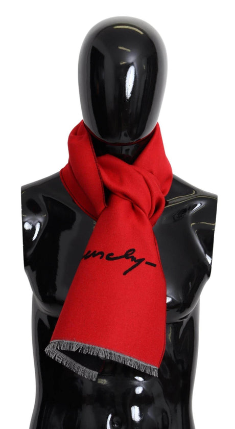 Givenchy Elegant Red Wool Blend Unisex Scarf - Hilstor