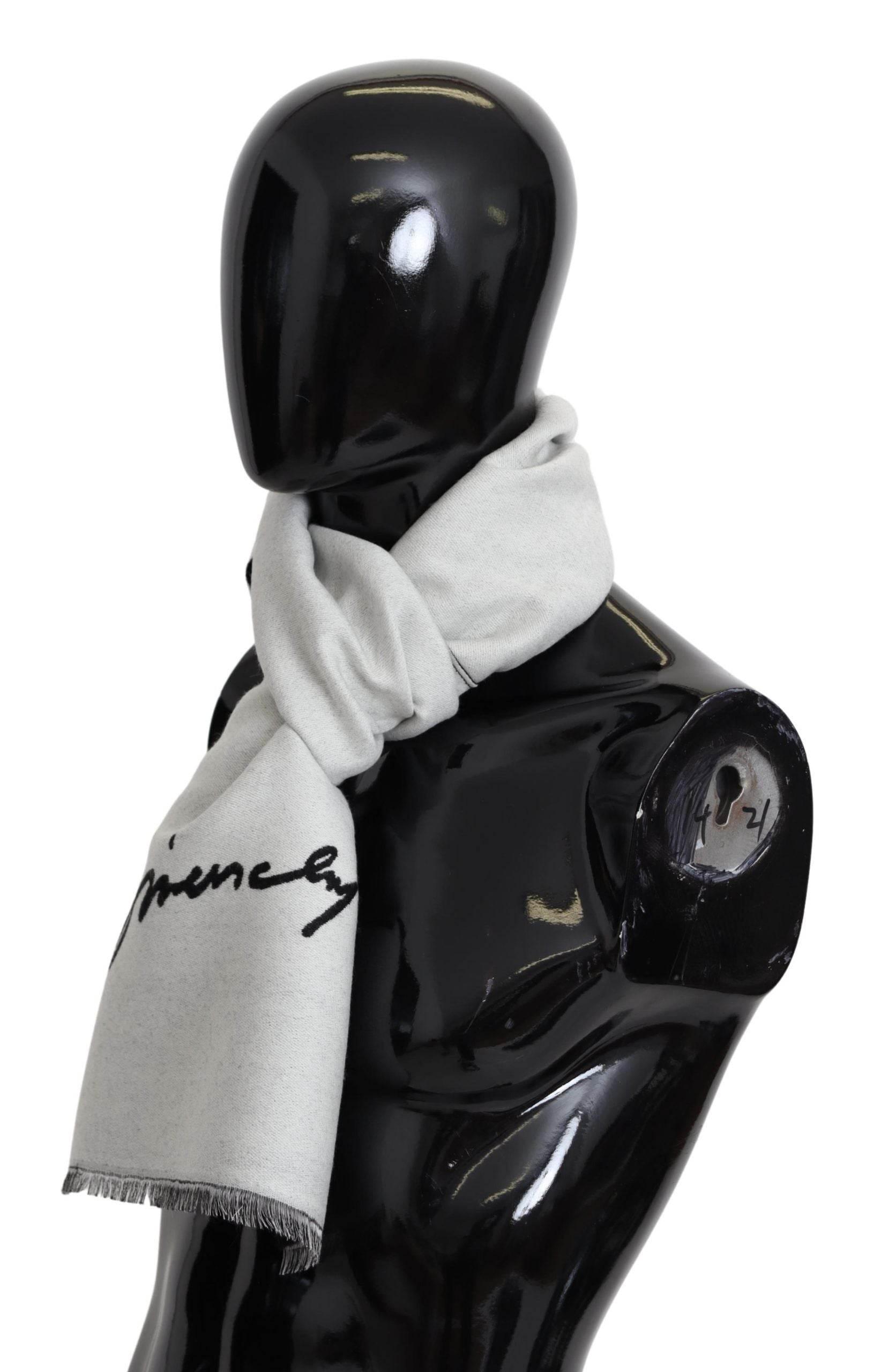 Givenchy Elegant Monochrome Wool-Silk Blend Scarf - Hilstor
