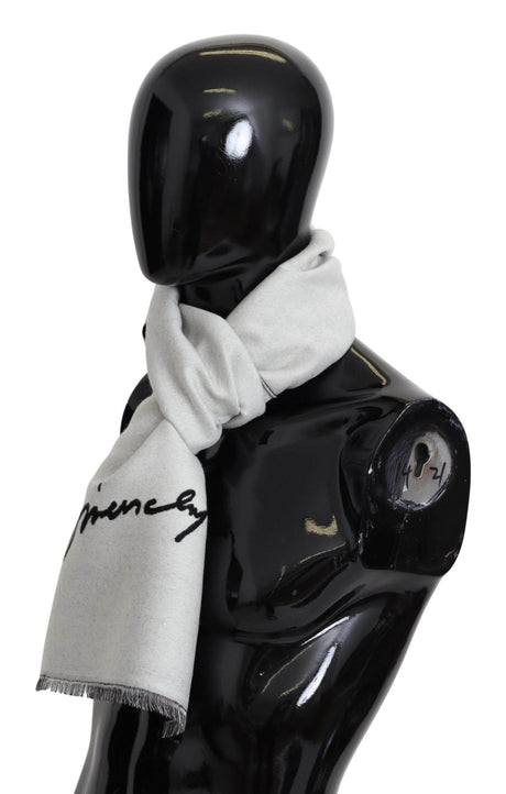 Givenchy Elegant Monochrome Wool-Silk Blend Scarf - Hilstor