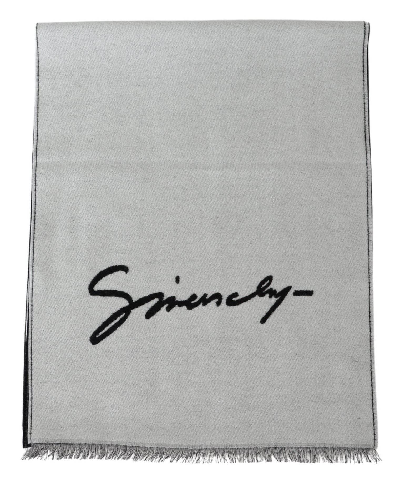Givenchy Elegant Monochrome Wool-Silk Blend Scarf - Hilstor