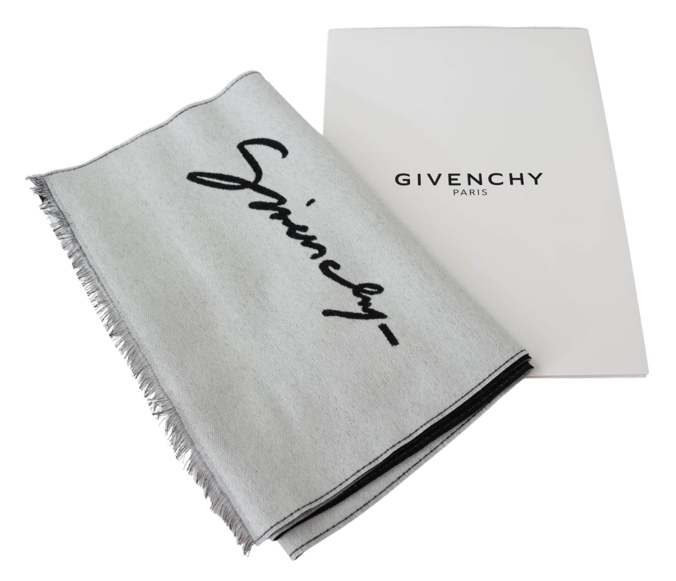 Givenchy Elegant Monochrome Wool-Silk Blend Scarf - Hilstor