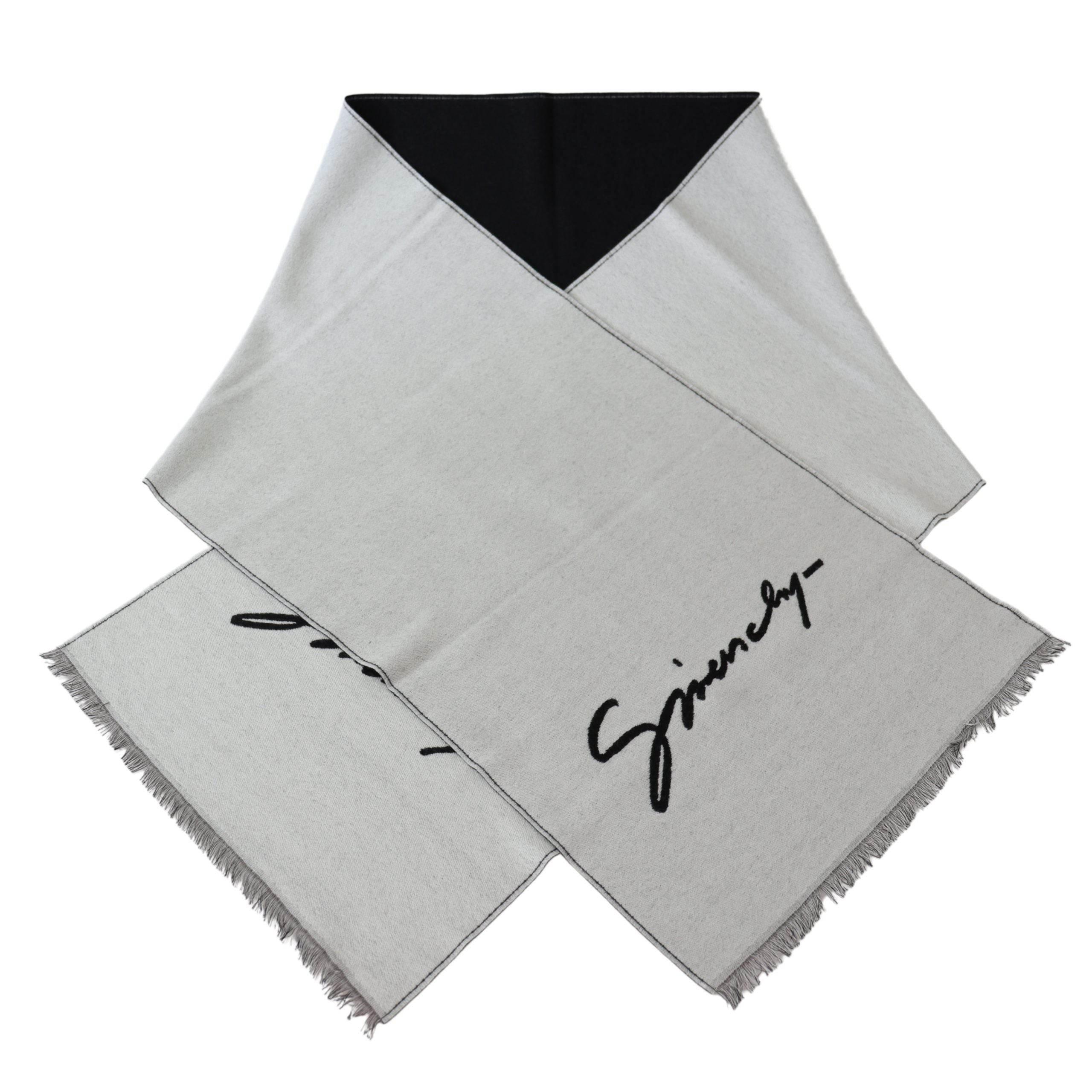 Givenchy Elegant Monochrome Wool-Silk Blend Scarf - Hilstor