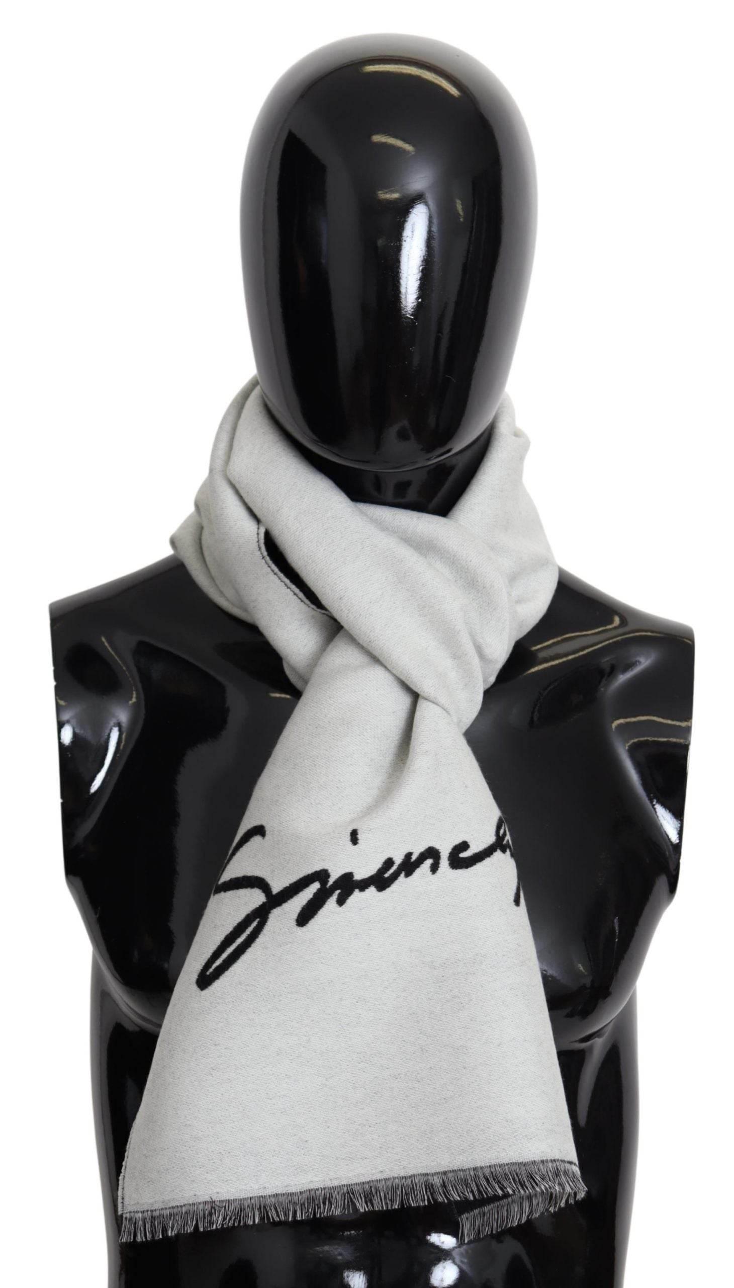 Givenchy Elegant Monochrome Wool-Silk Blend Scarf - Hilstor