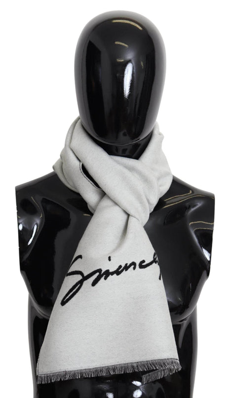 Givenchy Elegant Monochrome Wool-Silk Blend Scarf - Hilstor