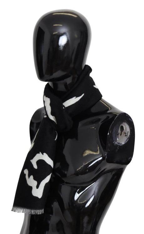Givenchy Elegant Unisex Wool-Silk Scarf in Black & White - Hilstor