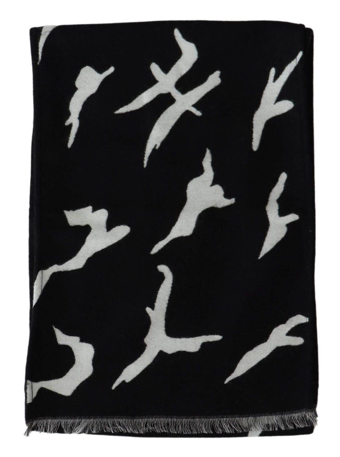 Givenchy Elegant Unisex Wool-Silk Scarf in Black & White - Hilstor