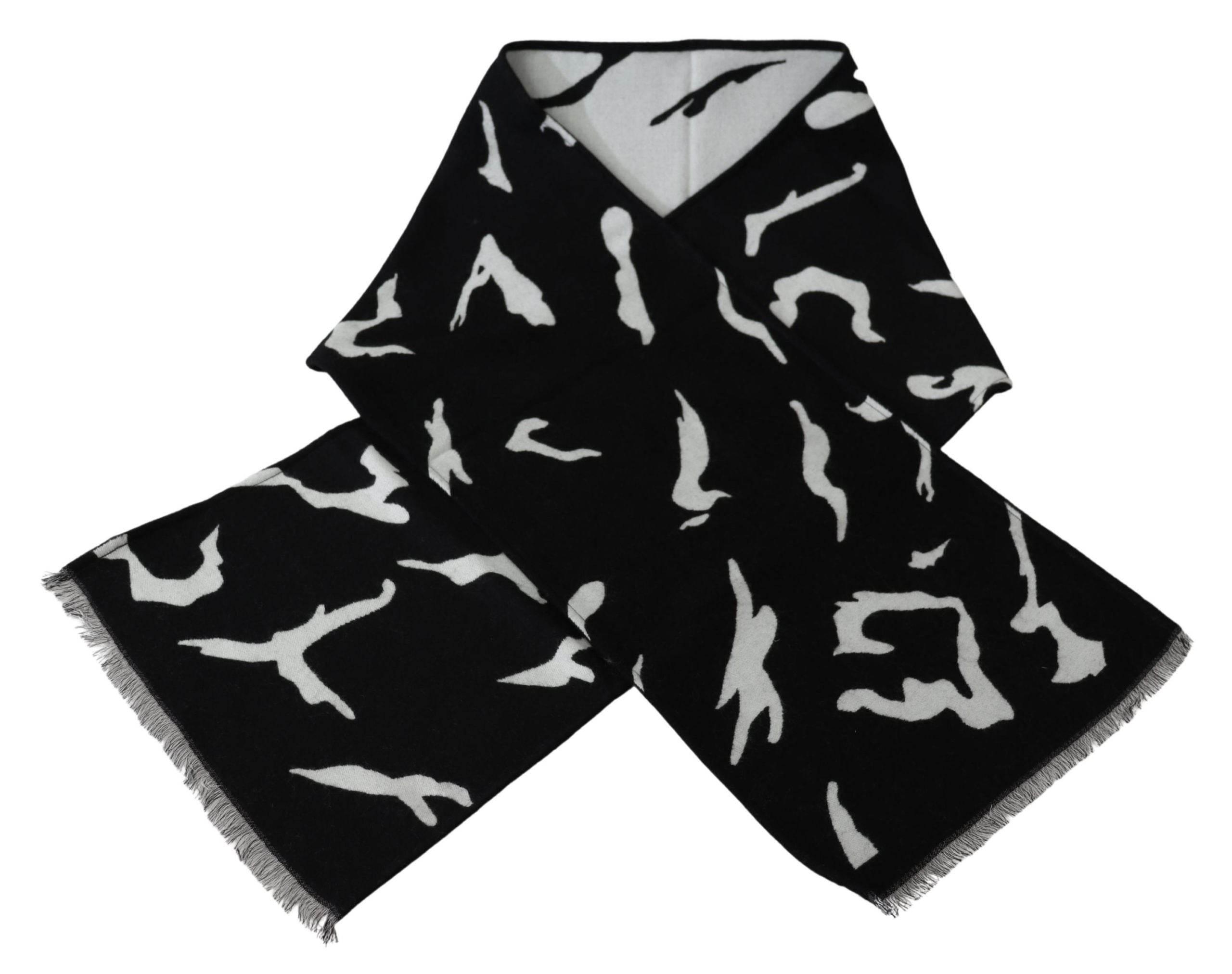 Givenchy Elegant Unisex Wool-Silk Scarf in Black & White - Hilstor