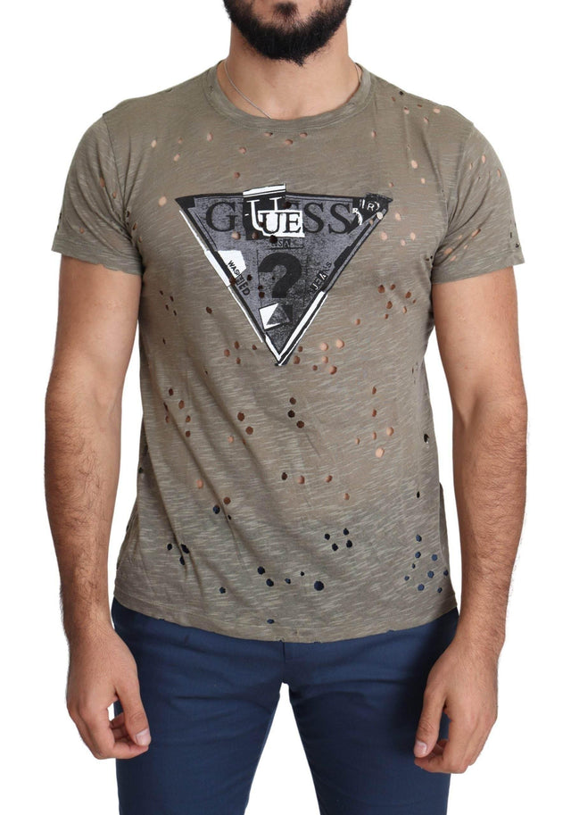 Guess Chic Brown Cotton Stretch T-Shirt - Hilstor