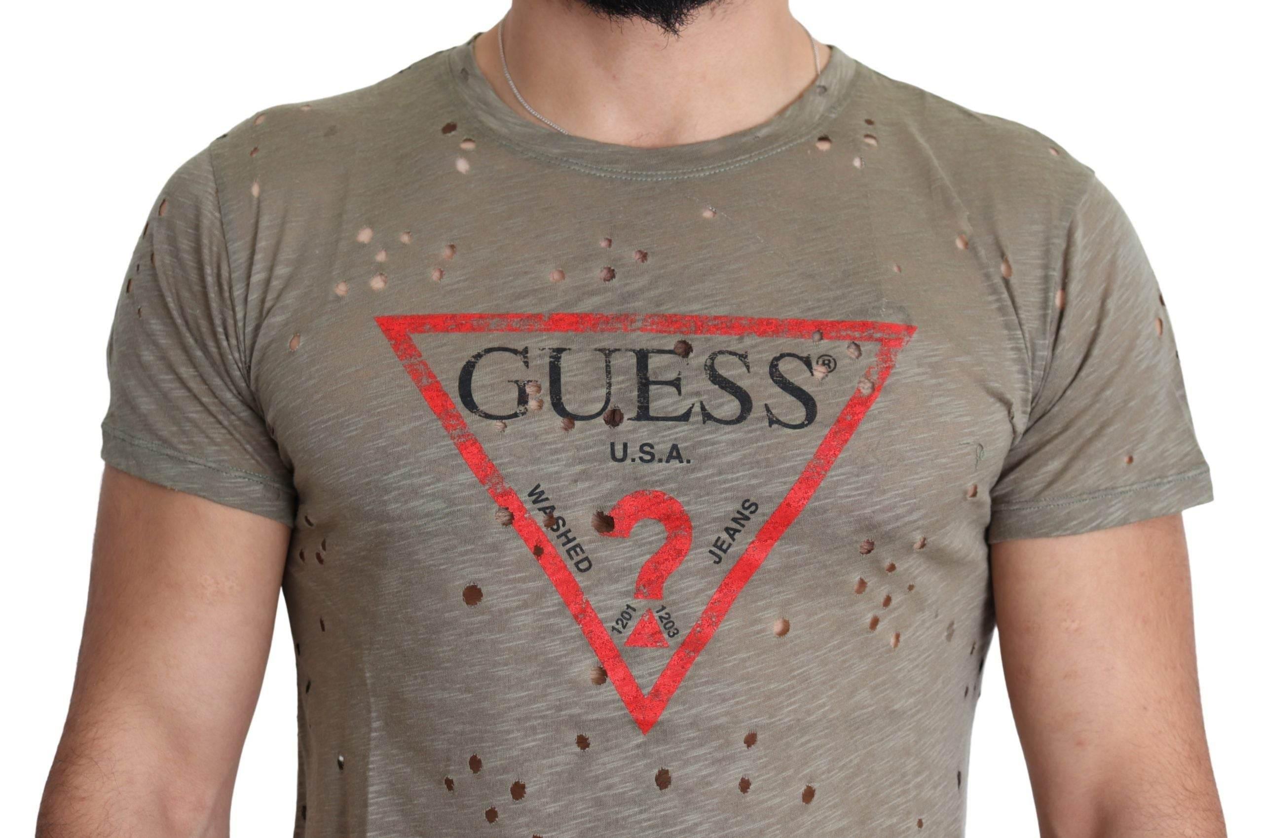 Guess Chic Brown Cotton Stretch Tee - Hilstor