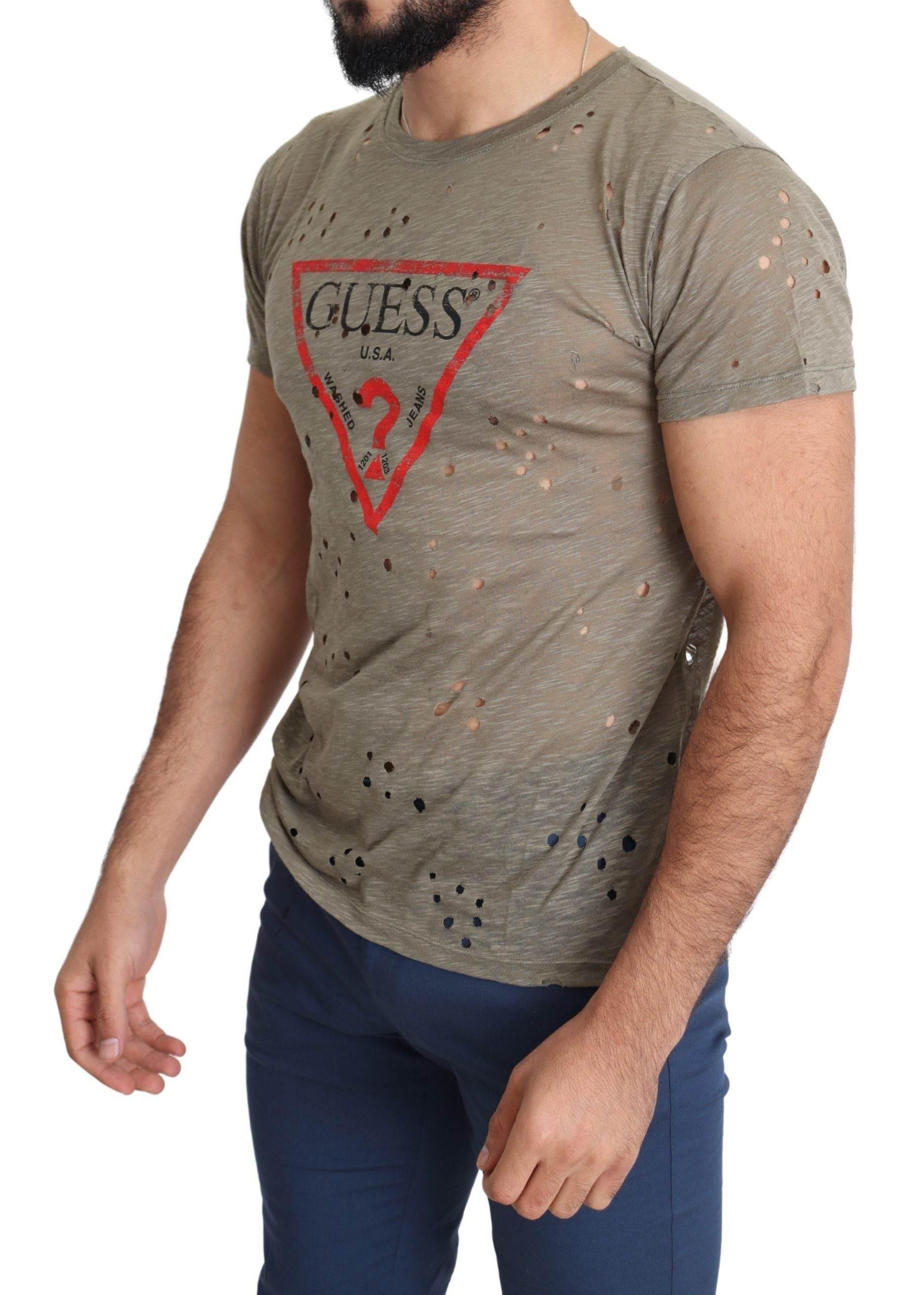 Guess Chic Brown Cotton Stretch Tee - Hilstor