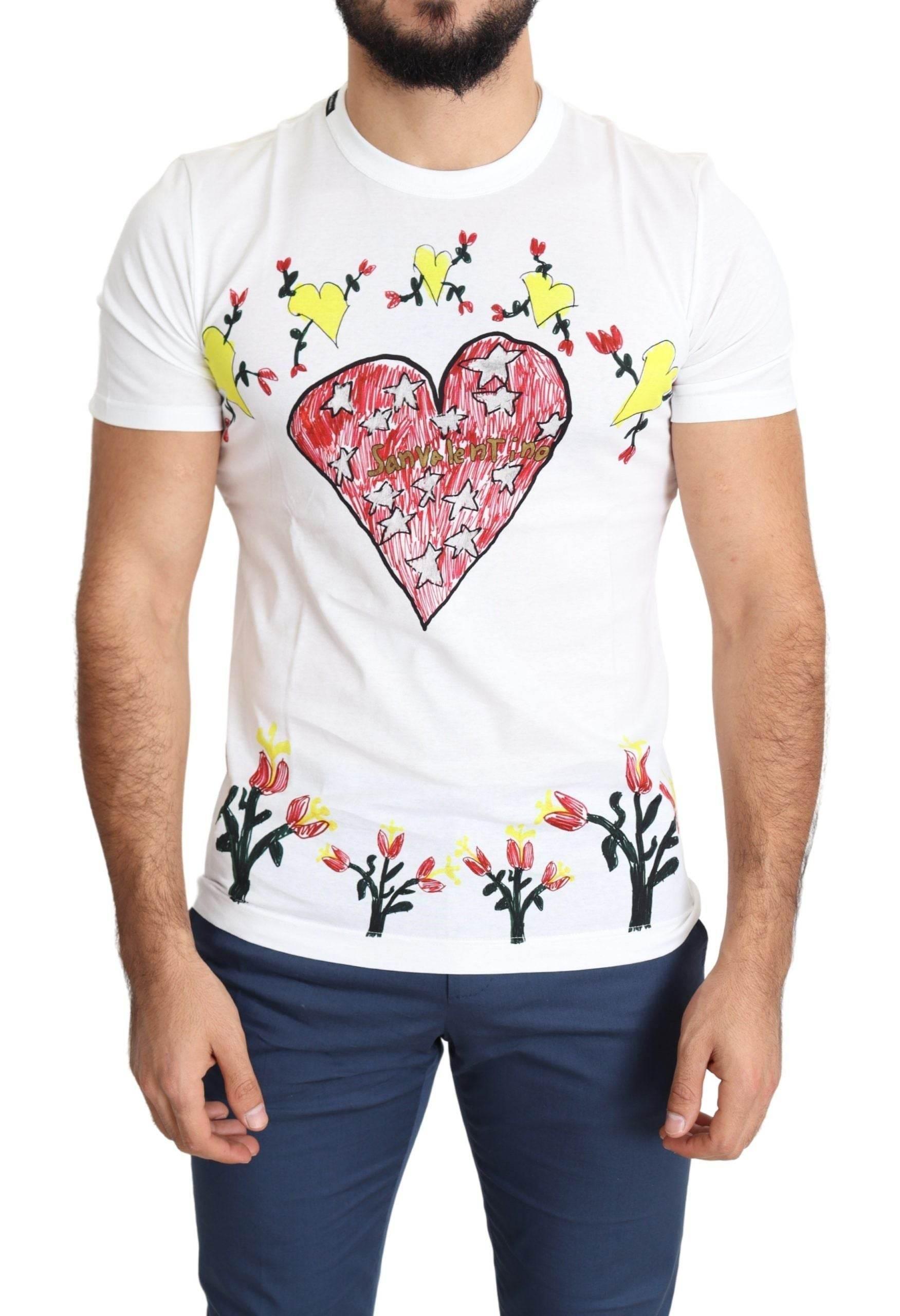 Dolce & Gabbana White Saint Valentine Print Cotton Men T-shirt - Hilstor