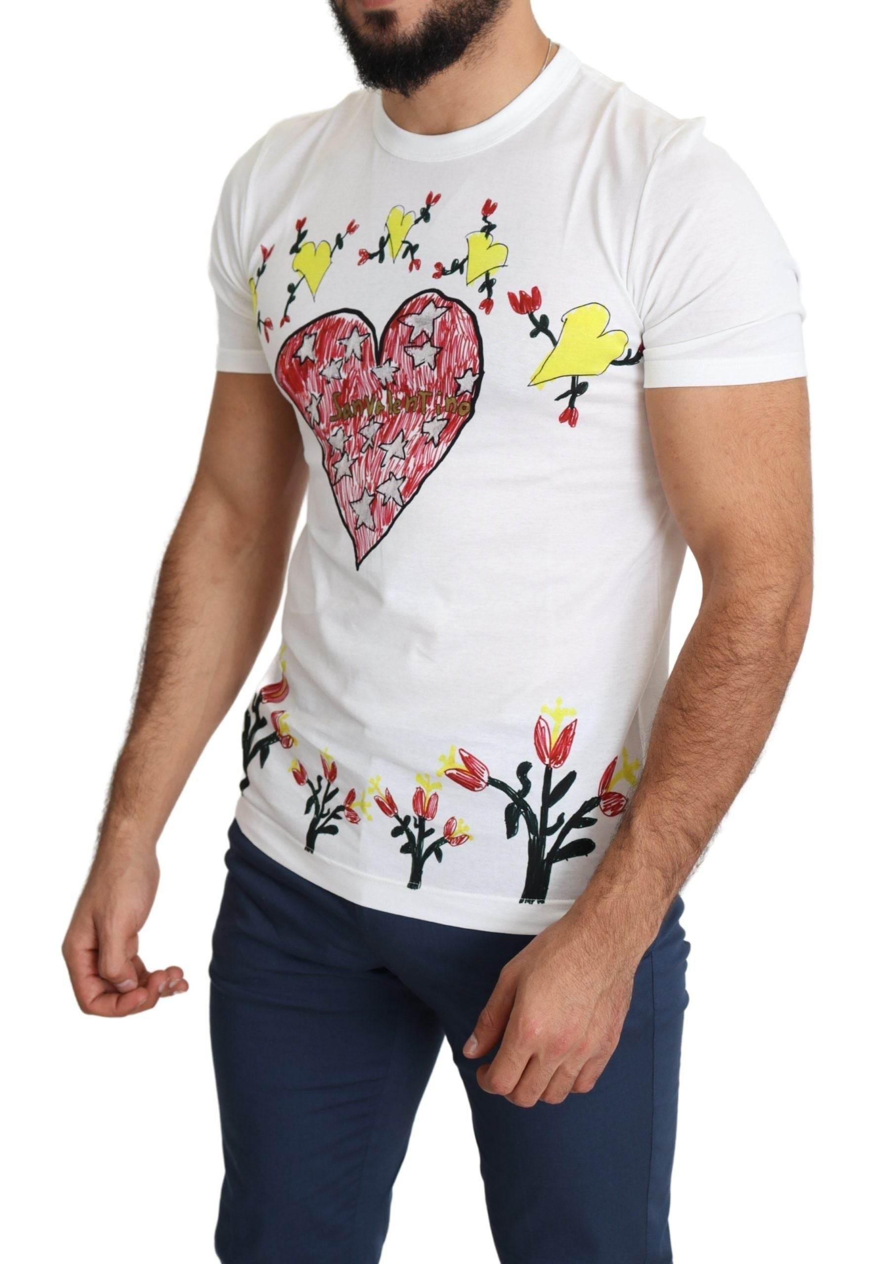 Dolce & Gabbana White Saint Valentine Print Cotton Men T-shirt - Hilstor