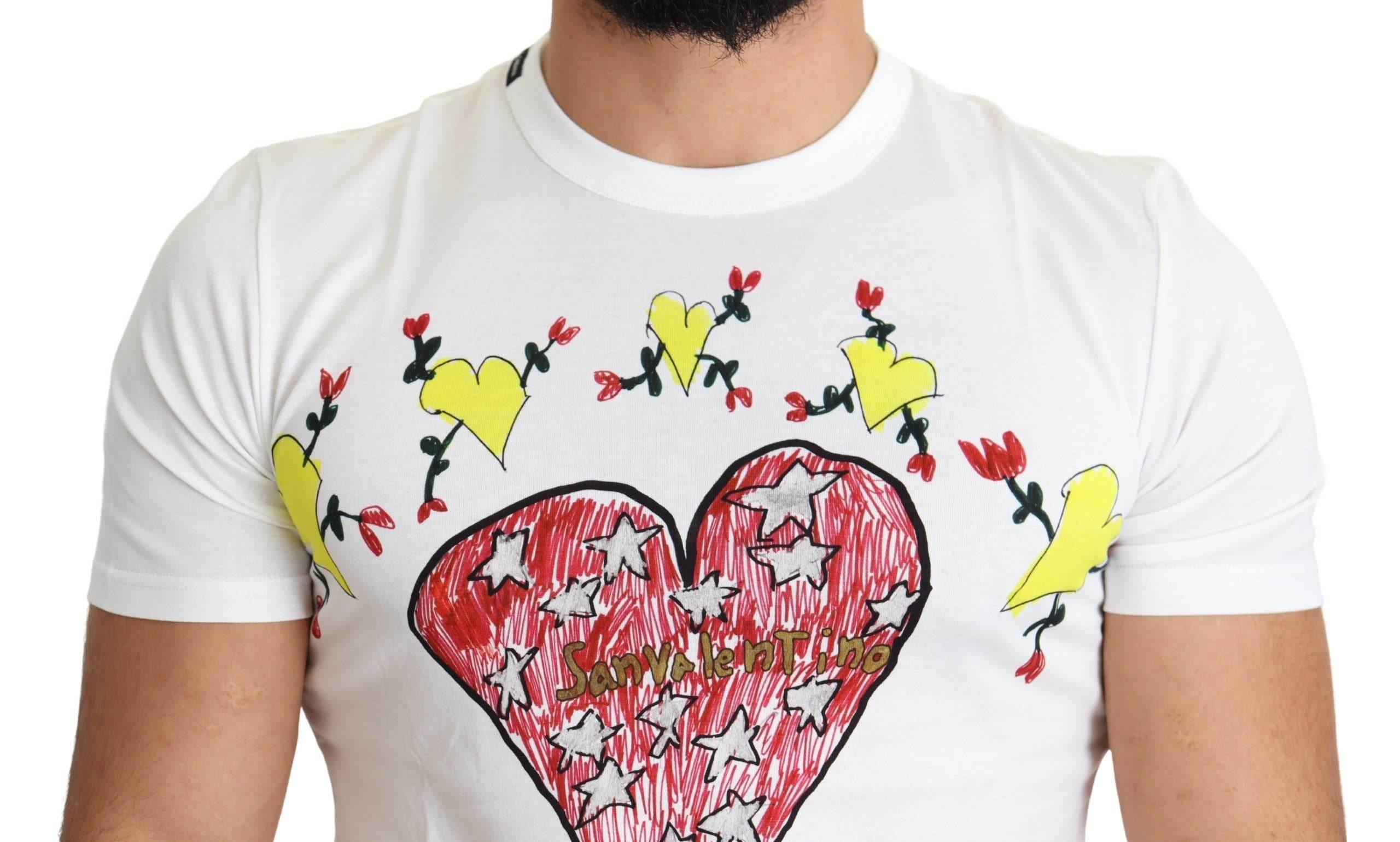 Dolce & Gabbana White Saint Valentine Print Cotton Men T-shirt - Hilstor