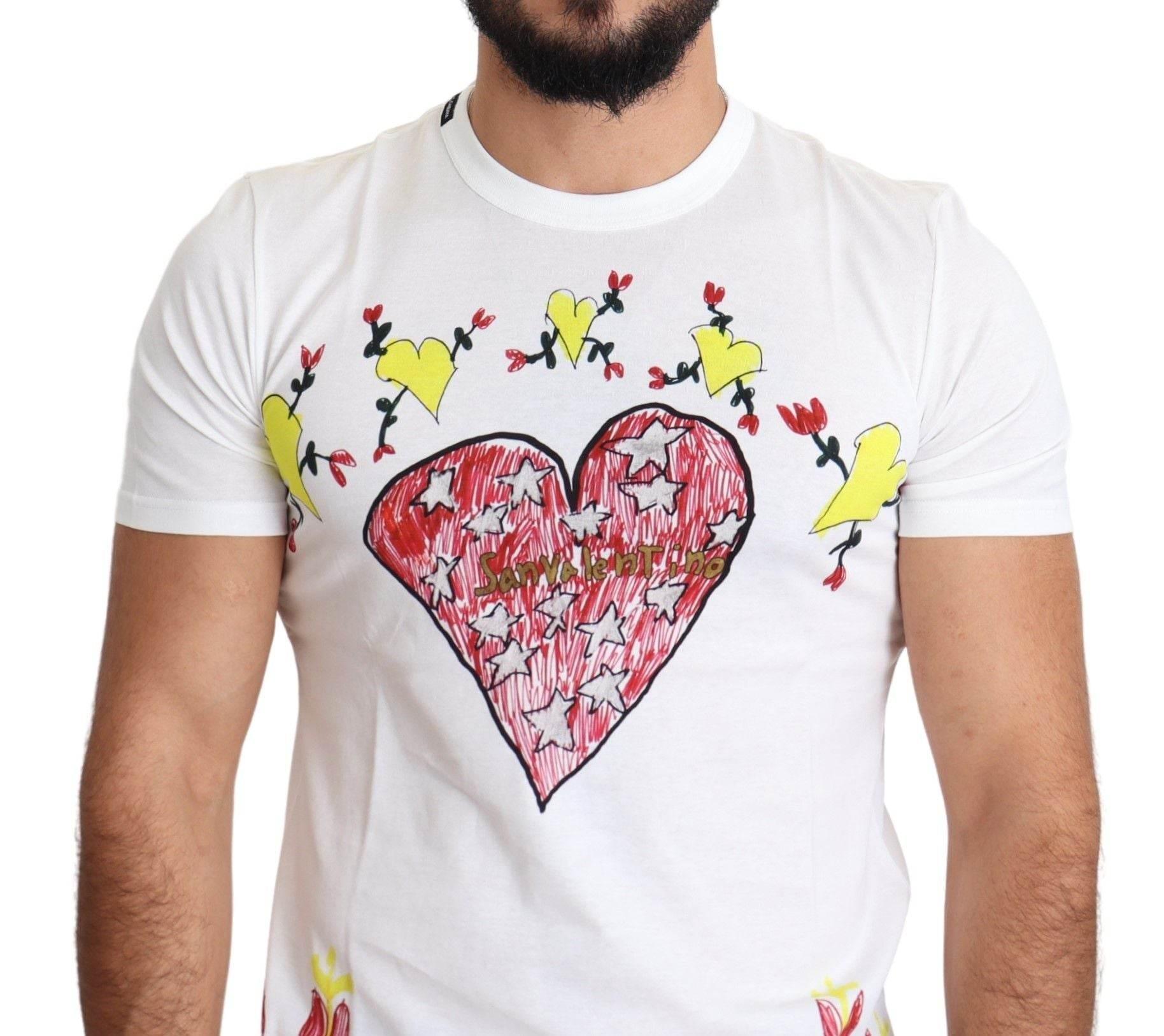 Dolce & Gabbana White Saint Valentine Print Cotton Men T-shirt - Hilstor