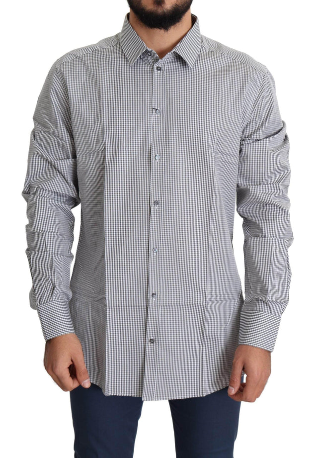 Dolce & Gabbana Checkered Slim Fit Cotton Dress Shirt - Hilstor