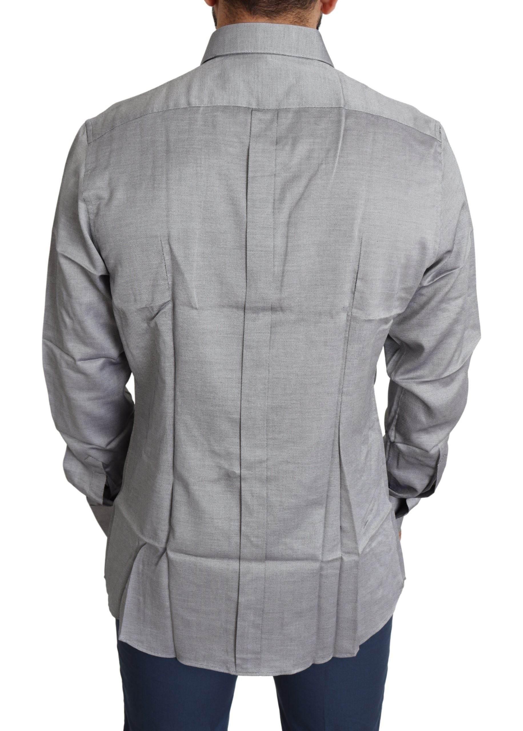 Dolce & Gabbana Elegant Gray Slim Fit Cotton Dress Shirt - Hilstor