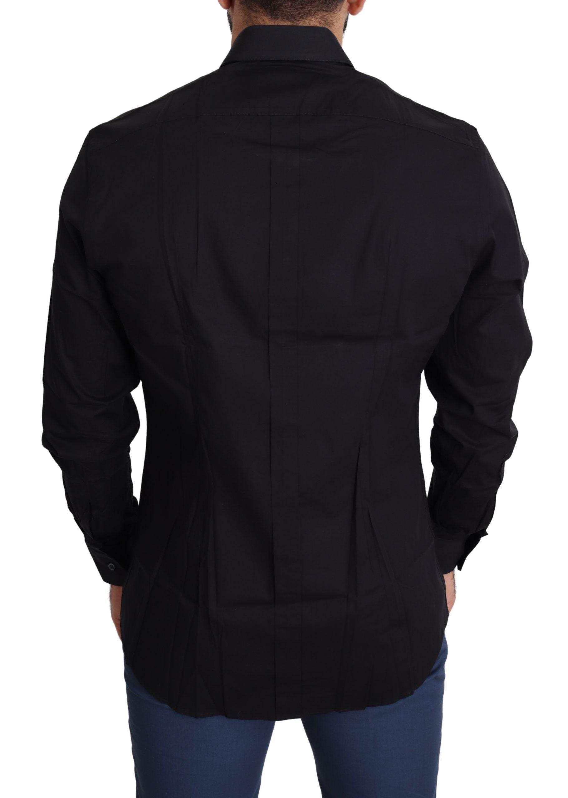 Dolce & Gabbana Elegant Black Cotton Stretch Dress Shirt - Hilstor
