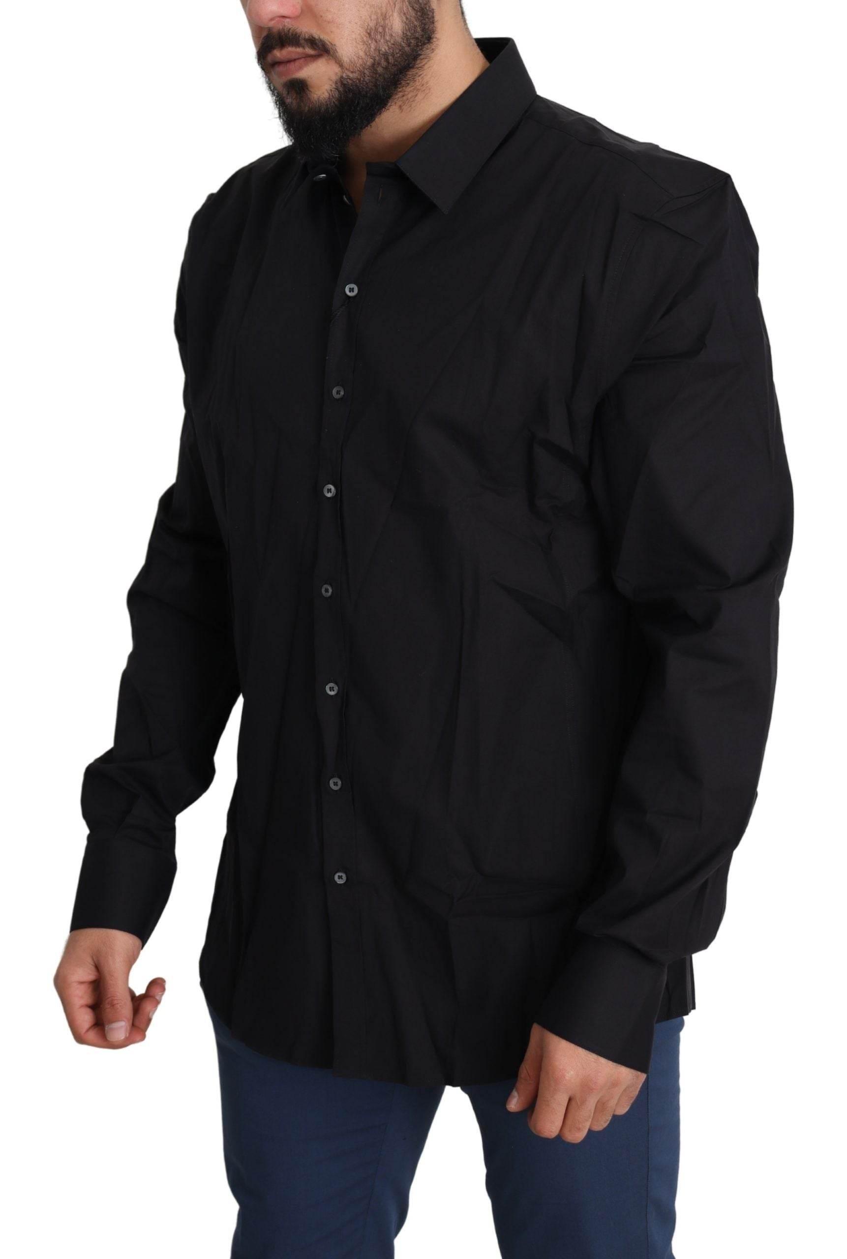 Dolce & Gabbana Elegant Slim Fit Black Dress Shirt - Hilstor