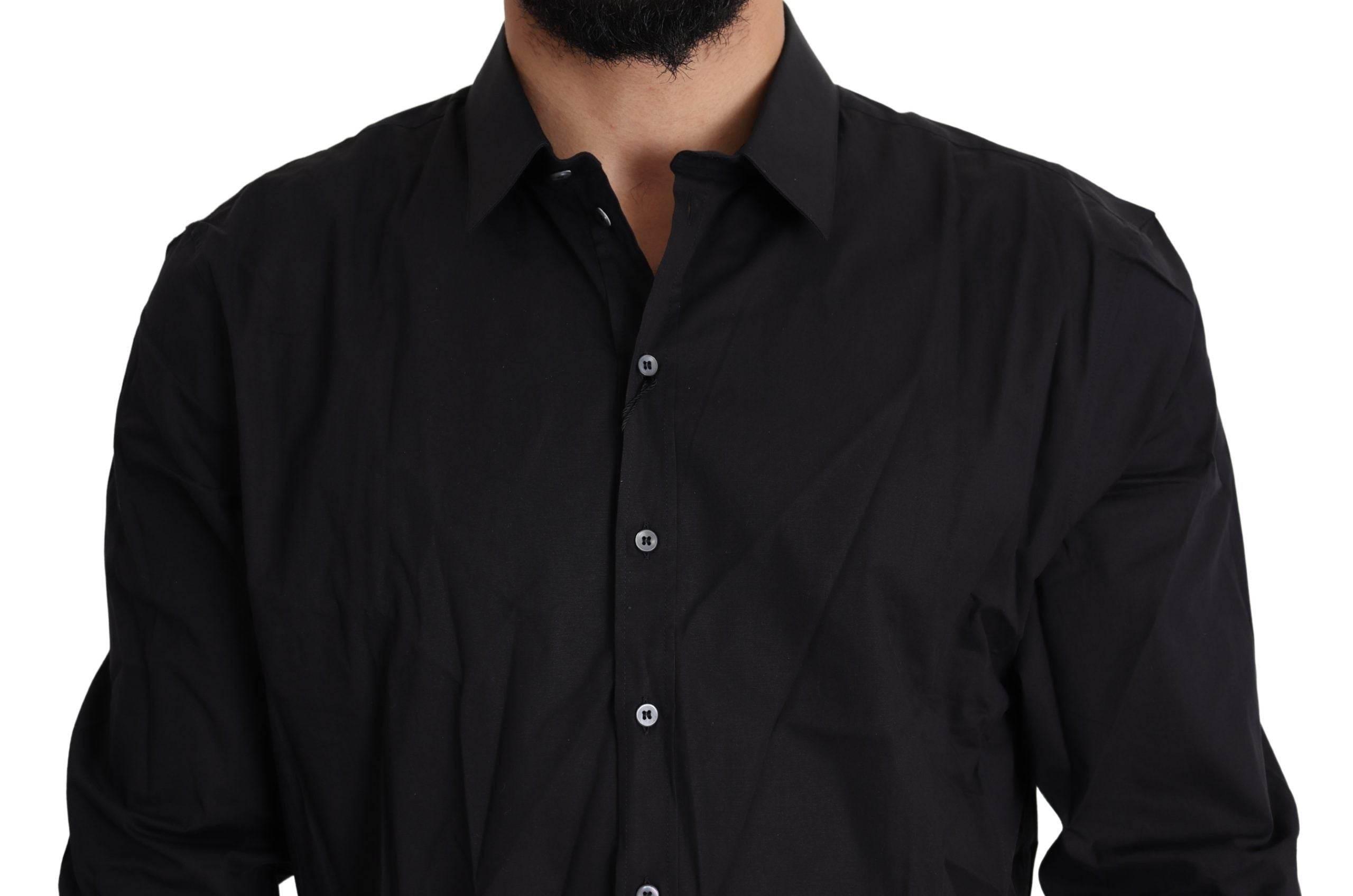 Dolce & Gabbana Elegant Slim Fit Black Dress Shirt - Hilstor