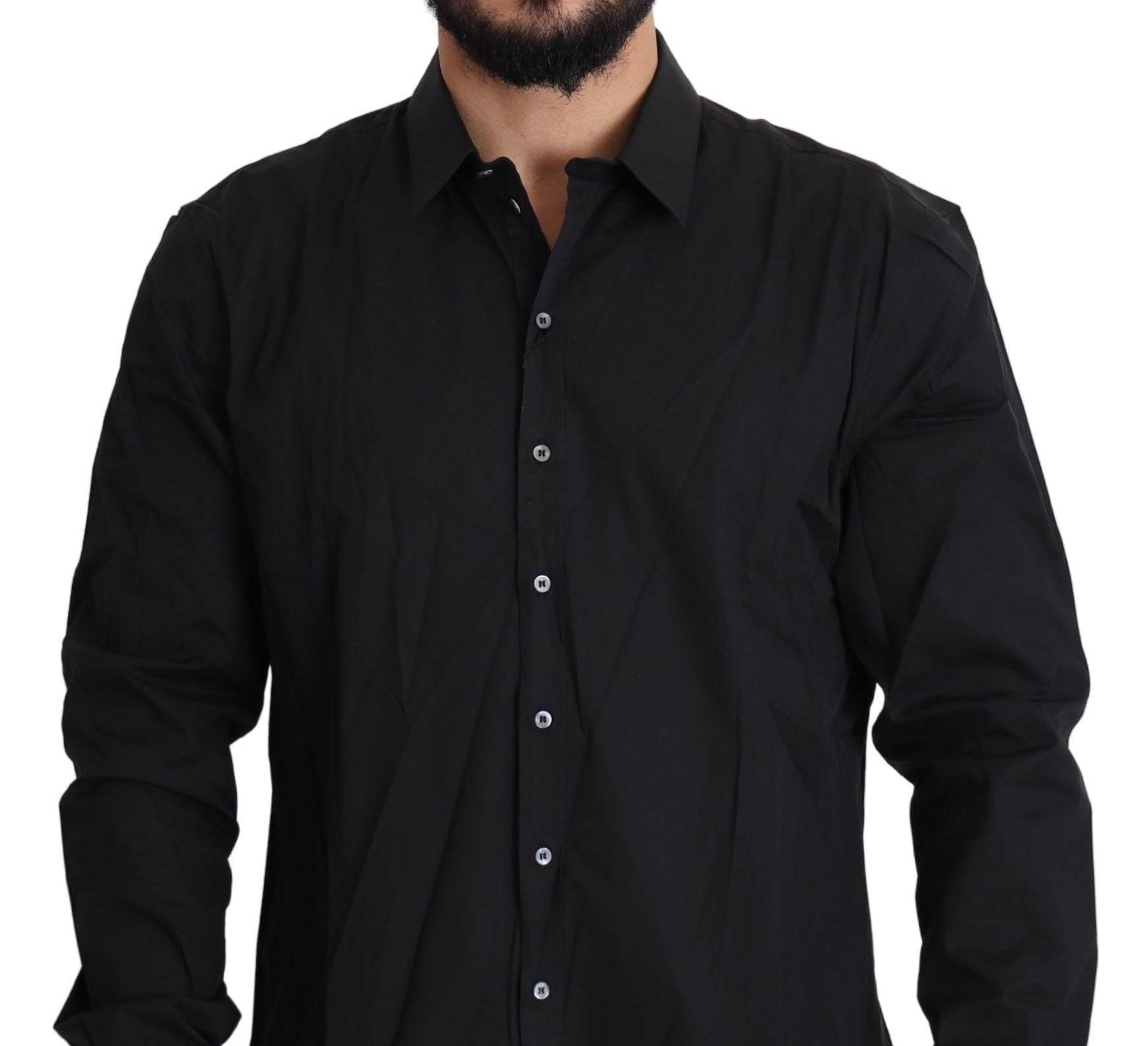 Dolce & Gabbana Elegant Slim Fit Black Dress Shirt - Hilstor
