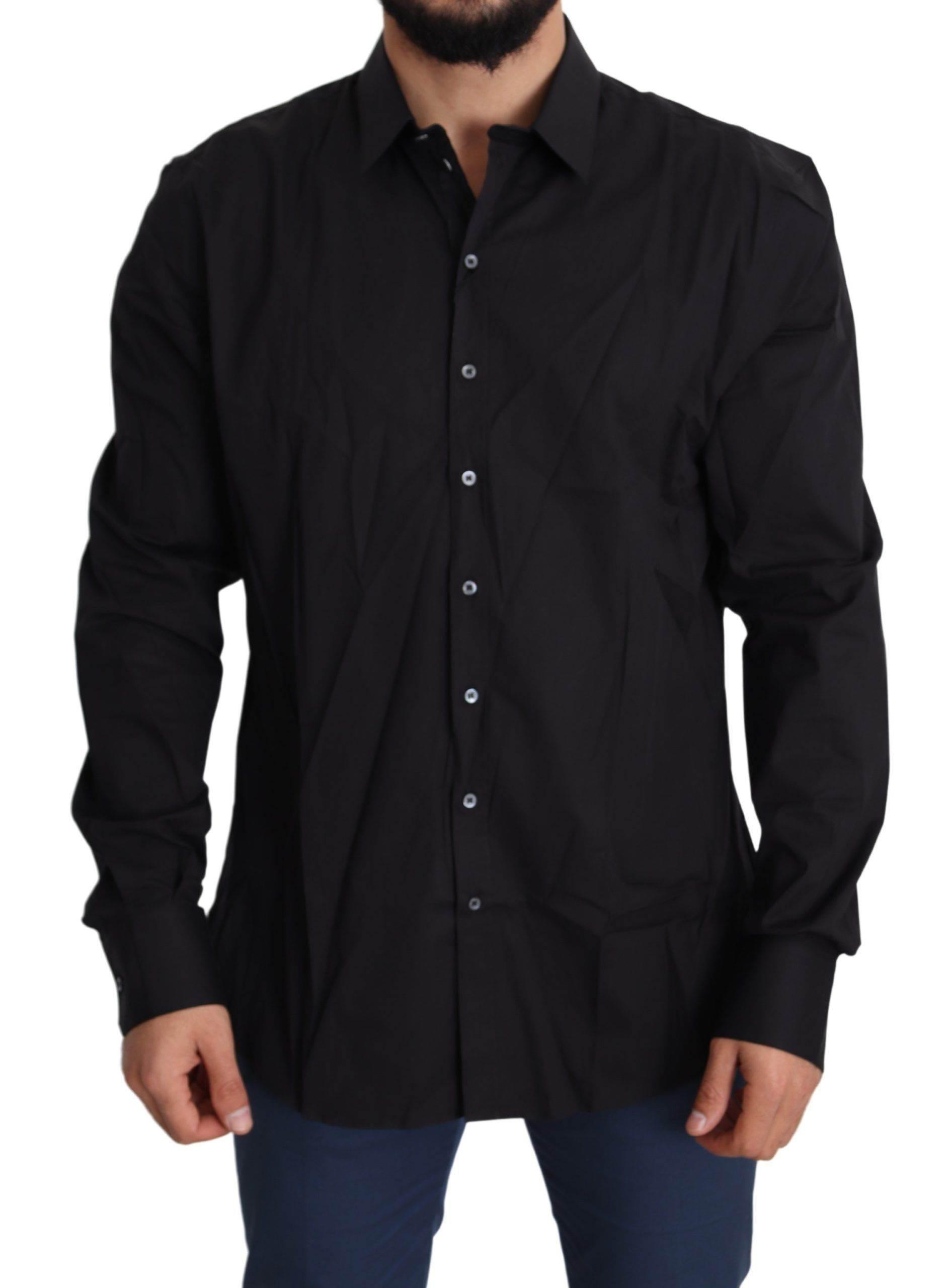Dolce & Gabbana Elegant Slim Fit Black Dress Shirt - Hilstor