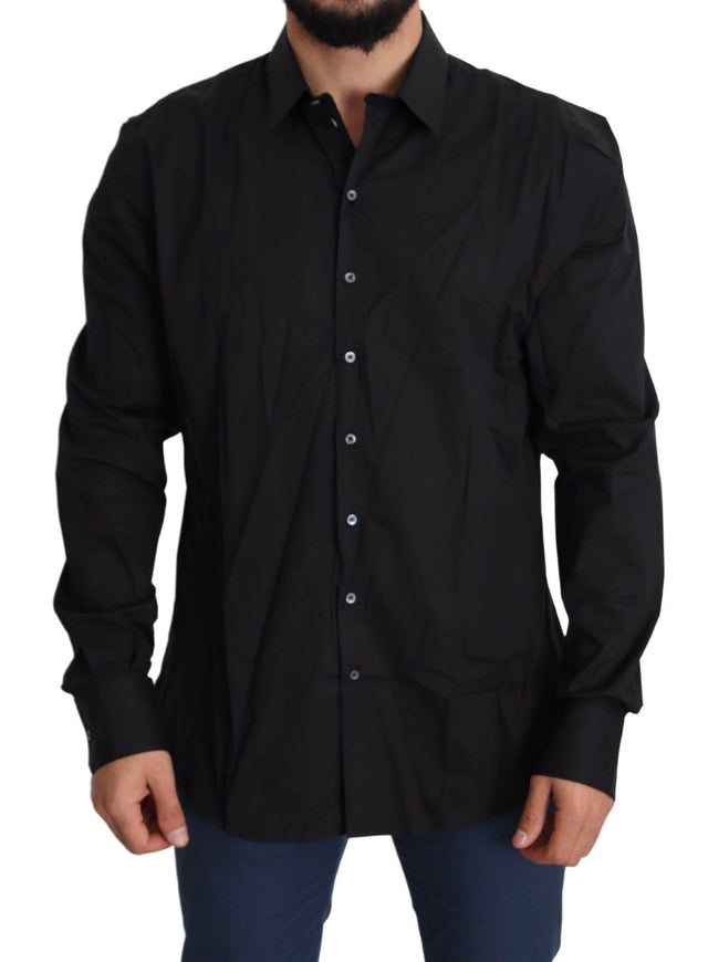 Dolce & Gabbana Elegant Slim Fit Black Dress Shirt - Hilstor