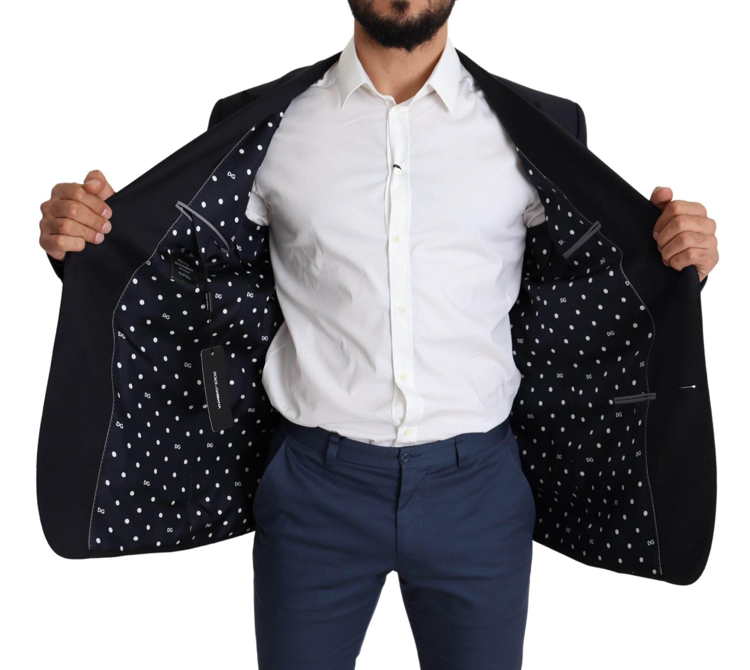Dolce & Gabbana Black Wool Single Breasted NAPOLI Blazer - Hilstor