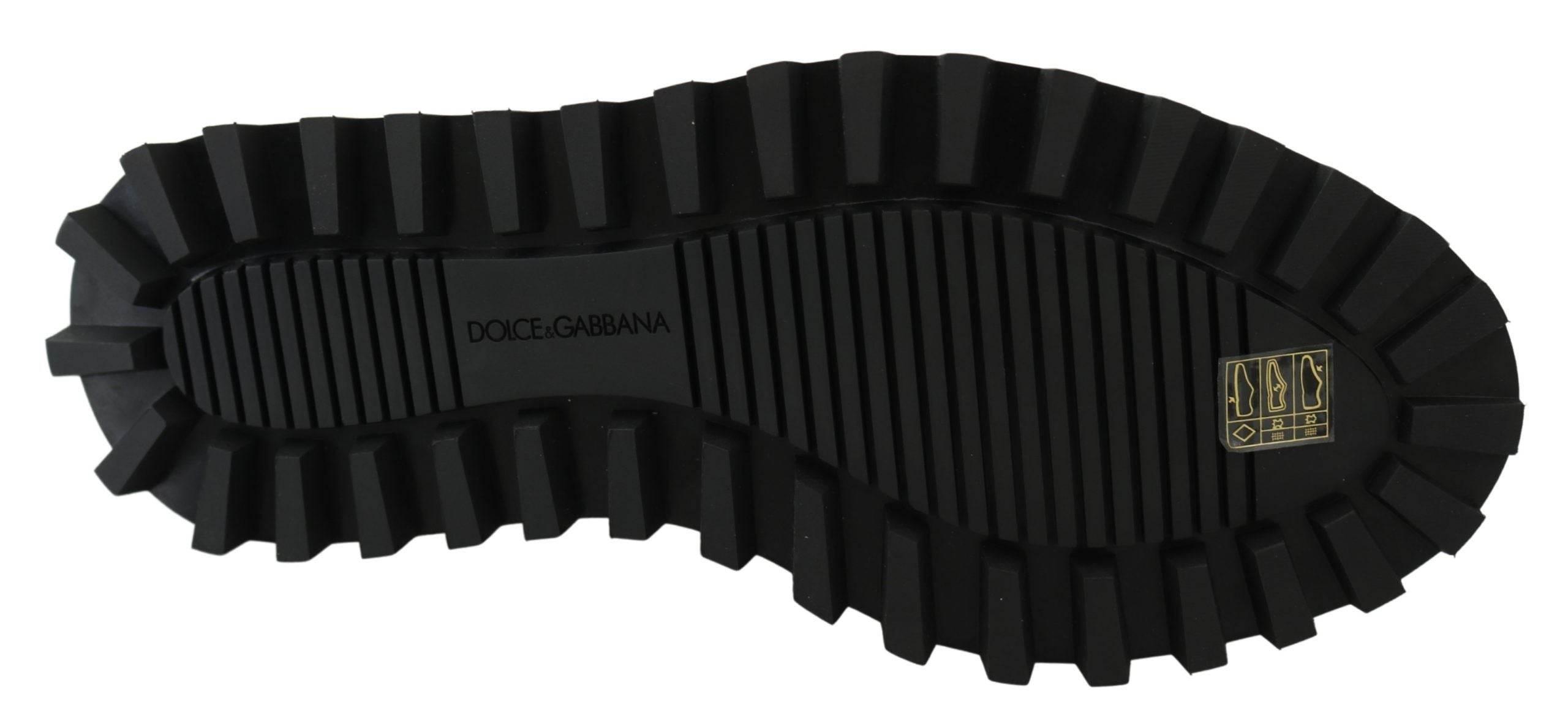 Dolce & Gabbana Elegant Black Calfskin Derby Shoes - Hilstor