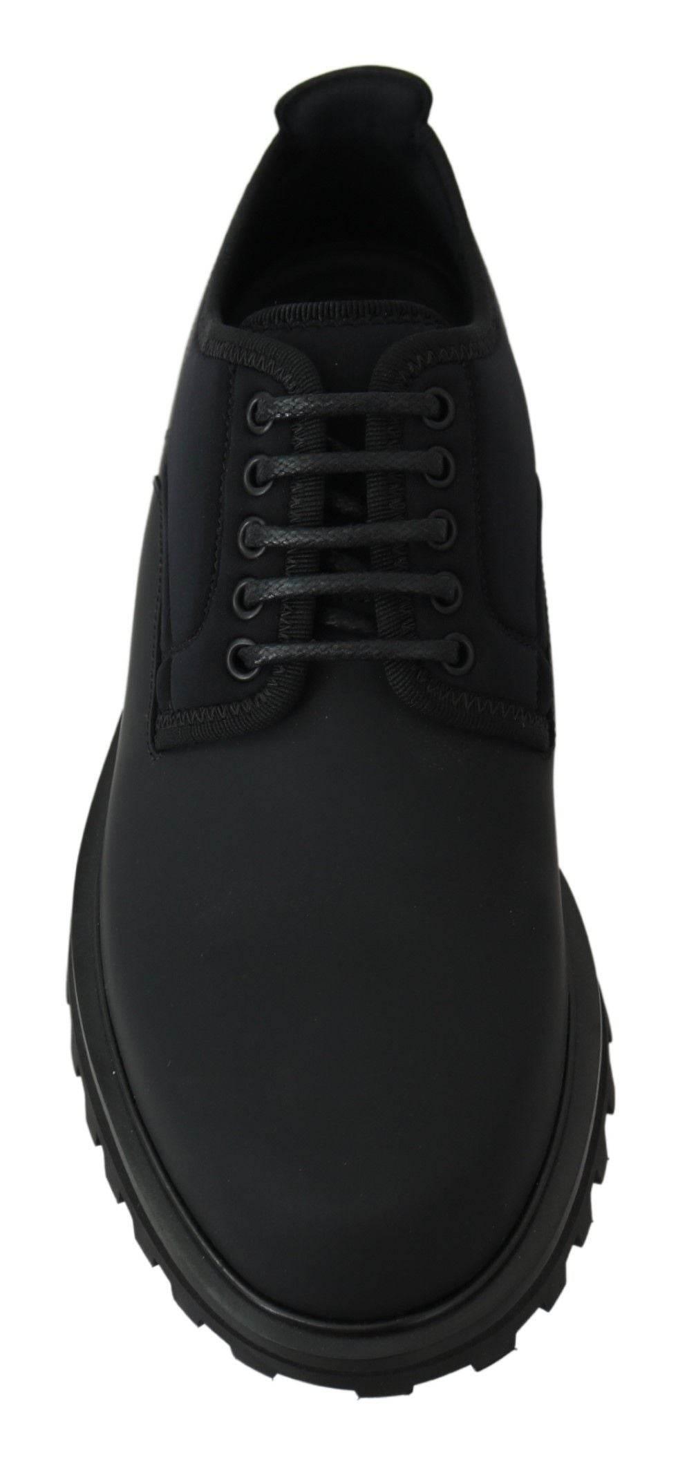 Dolce & Gabbana Elegant Black Calfskin Derby Shoes - Hilstor