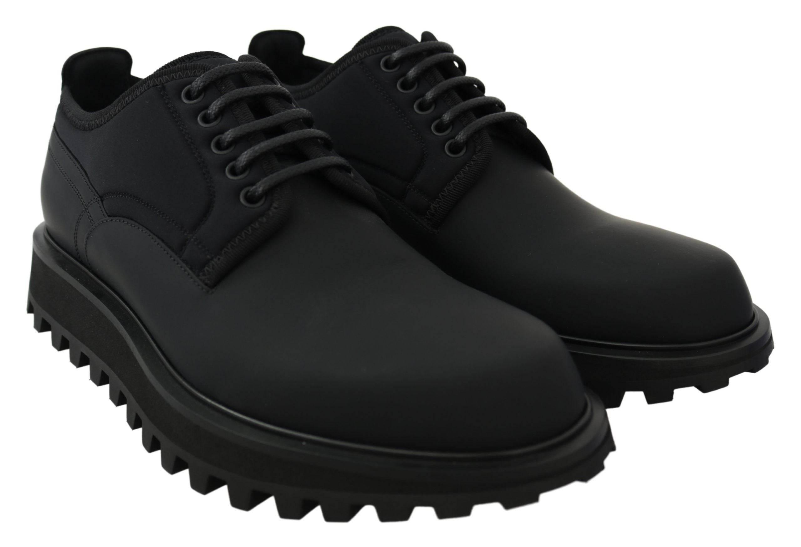 Dolce & Gabbana Elegant Black Calfskin Derby Shoes - Hilstor