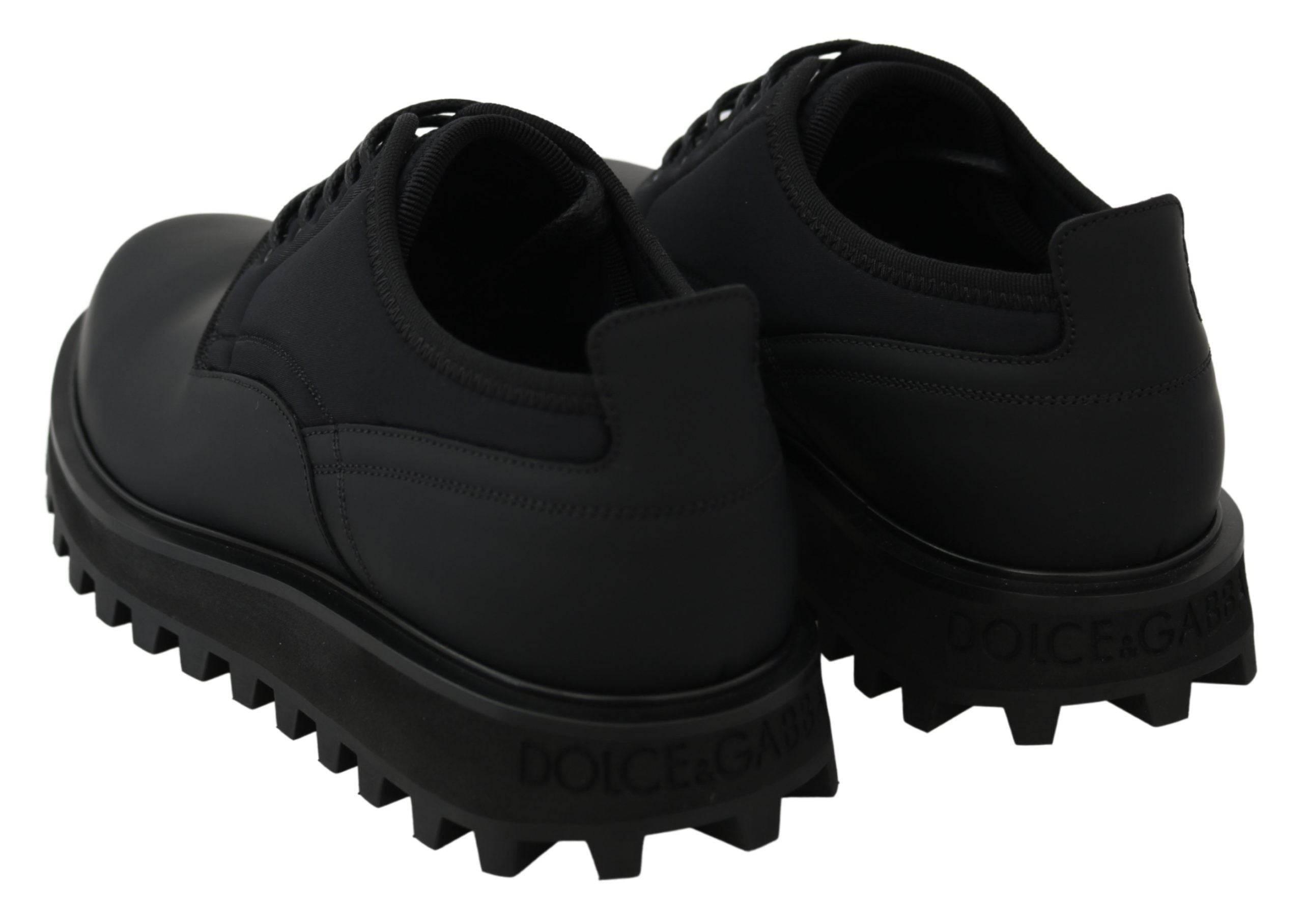 Dolce & Gabbana Elegant Black Calfskin Derby Shoes - Hilstor