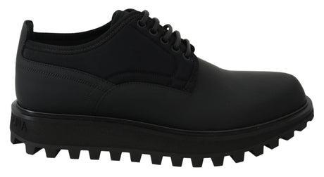 Dolce & Gabbana Elegant Black Calfskin Derby Shoes - Hilstor