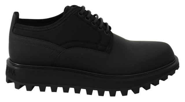 Dolce & Gabbana Elegant Black Calfskin Derby Shoes - Hilstor