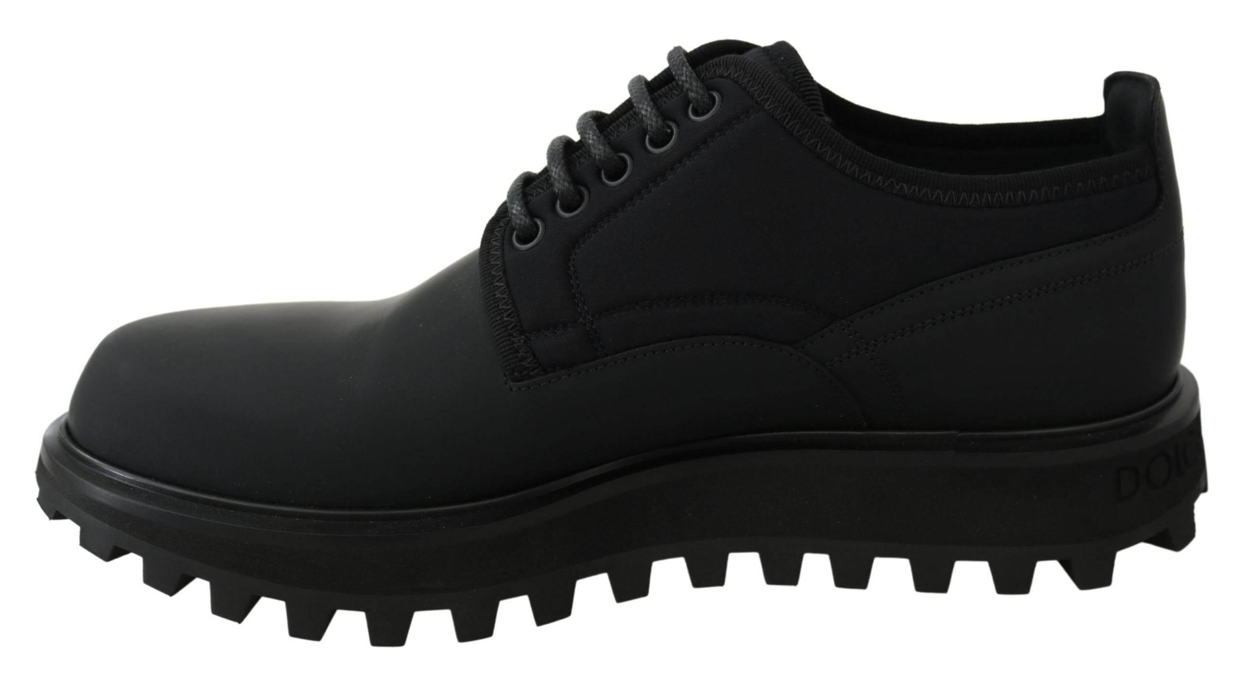 Dolce & Gabbana Elegant Black Calfskin Derby Shoes - Hilstor