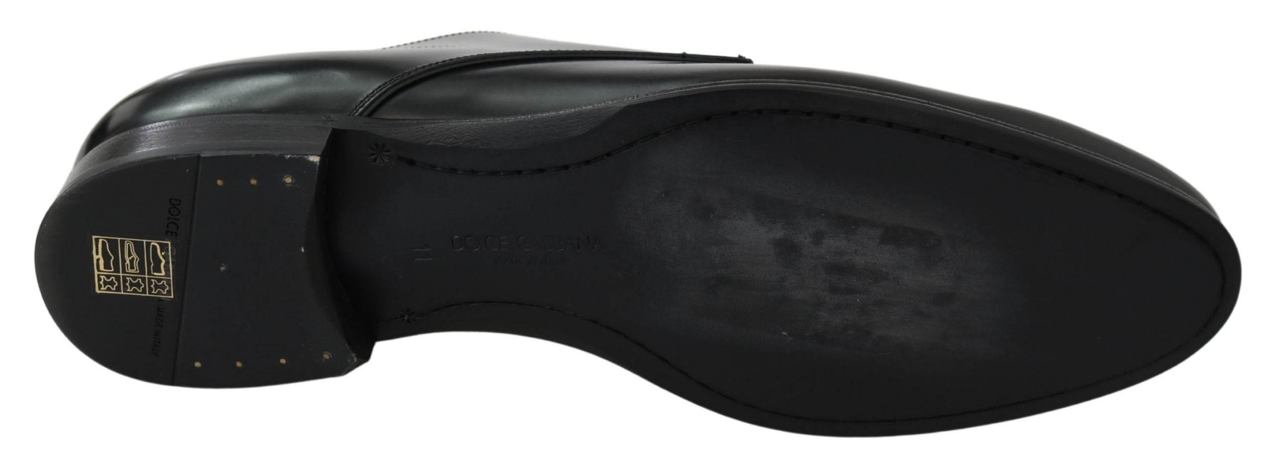 Dolce & Gabbana Elegant Black Leather Derby Shoes - Hilstor