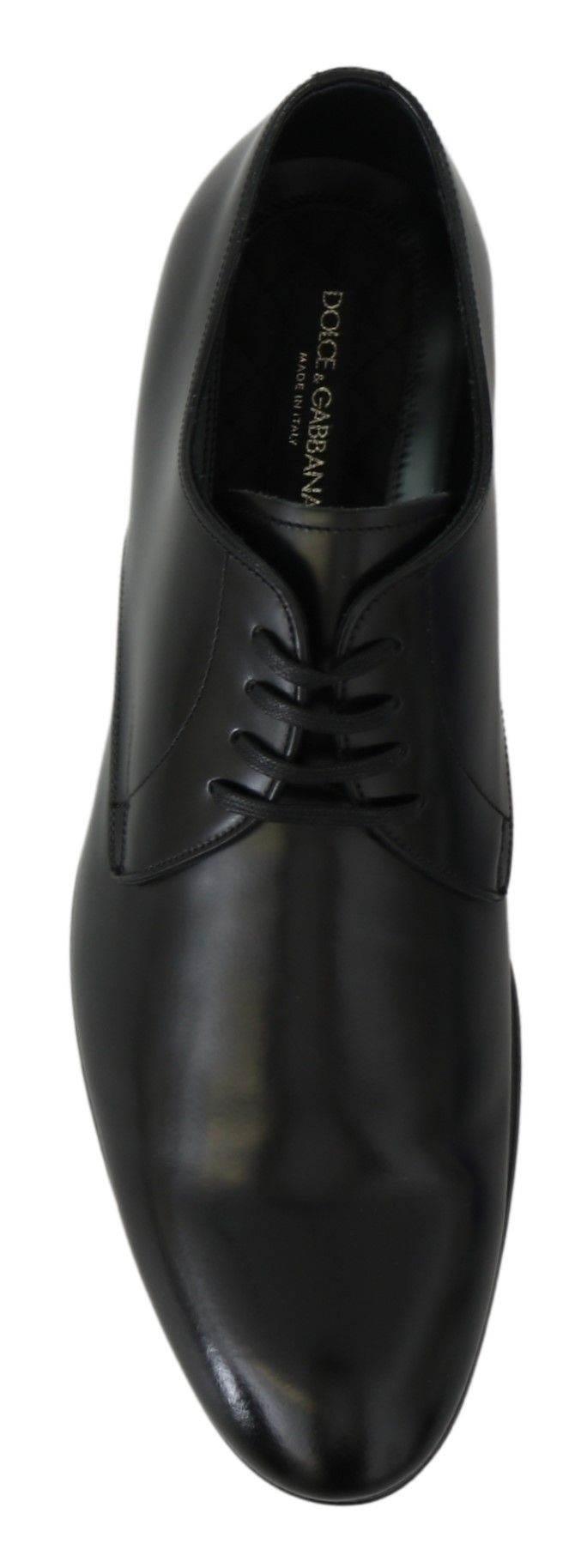 Dolce & Gabbana Elegant Black Leather Derby Shoes - Hilstor