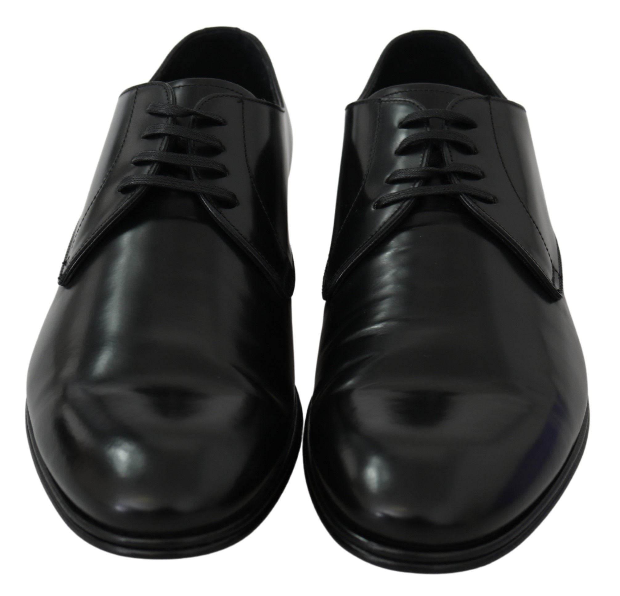 Dolce & Gabbana Elegant Black Leather Derby Shoes - Hilstor