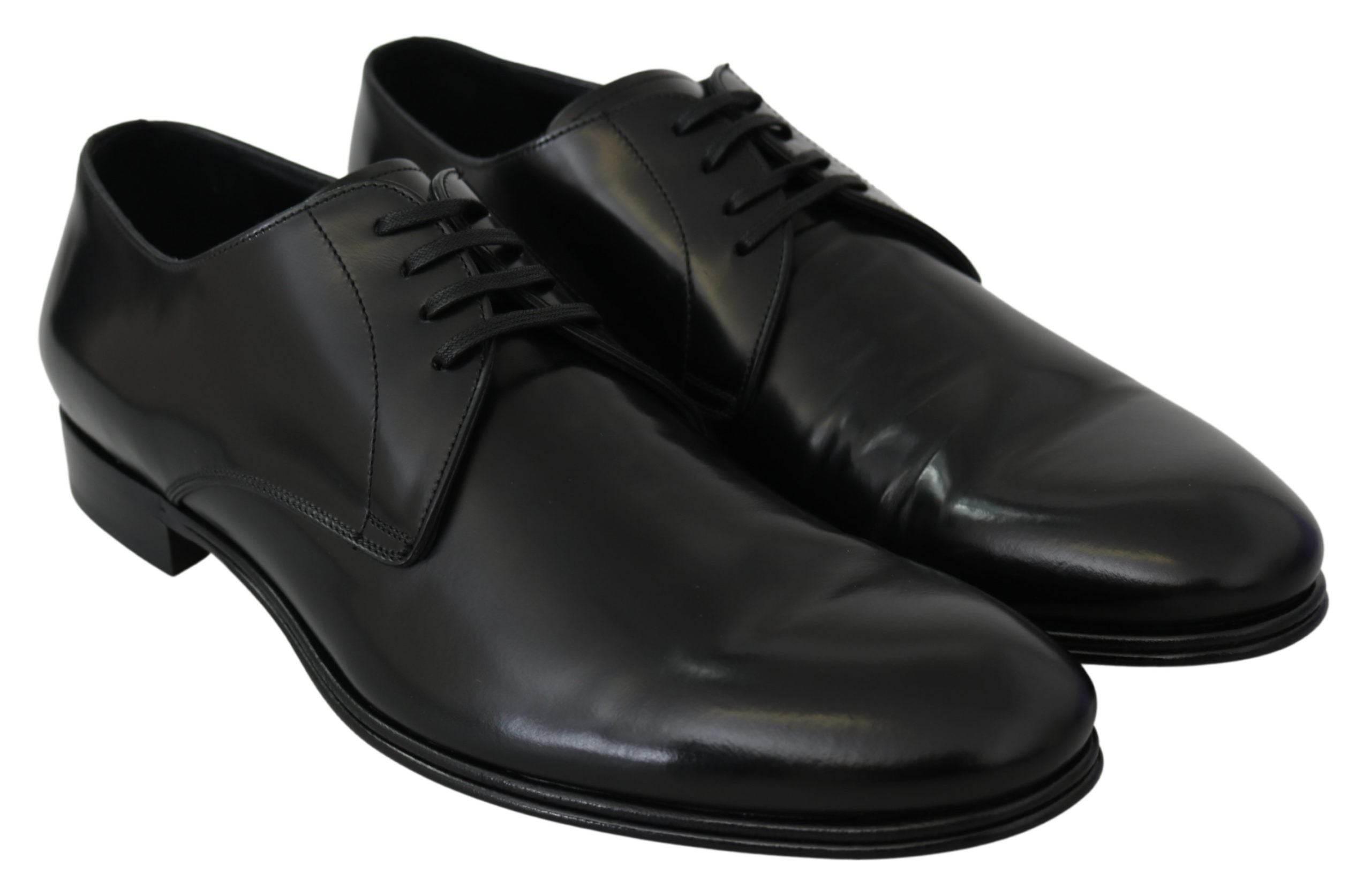 Dolce & Gabbana Elegant Black Leather Derby Shoes - Hilstor
