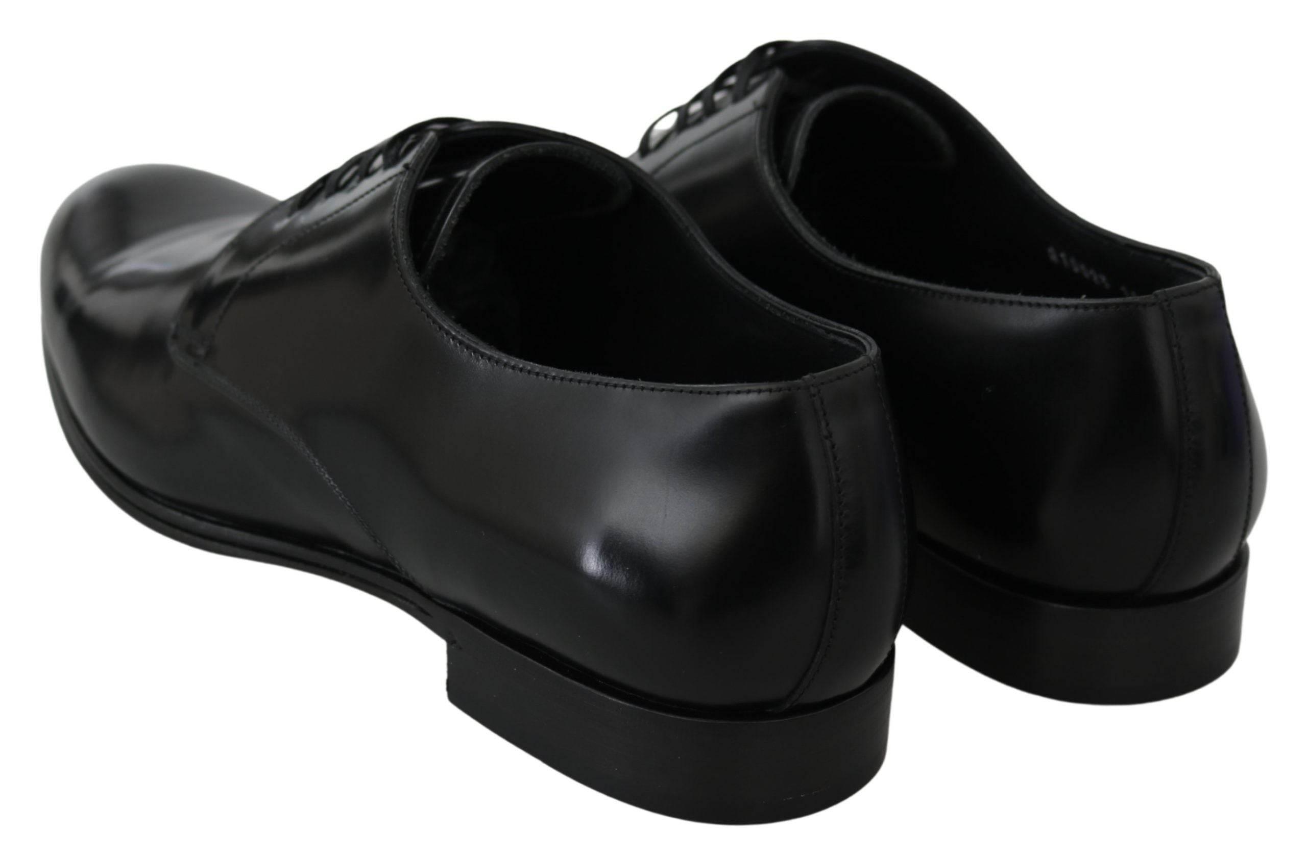 Dolce & Gabbana Elegant Black Leather Derby Shoes - Hilstor