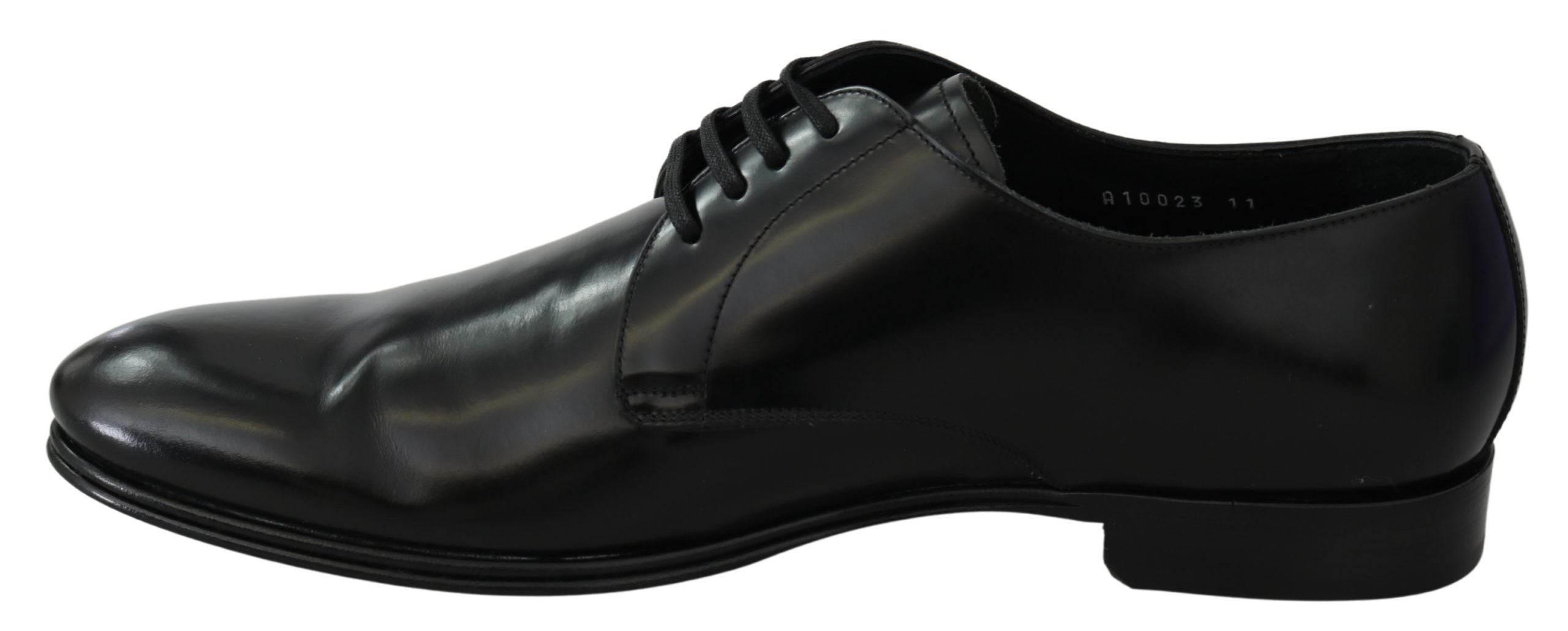 Dolce & Gabbana Elegant Black Leather Derby Shoes - Hilstor