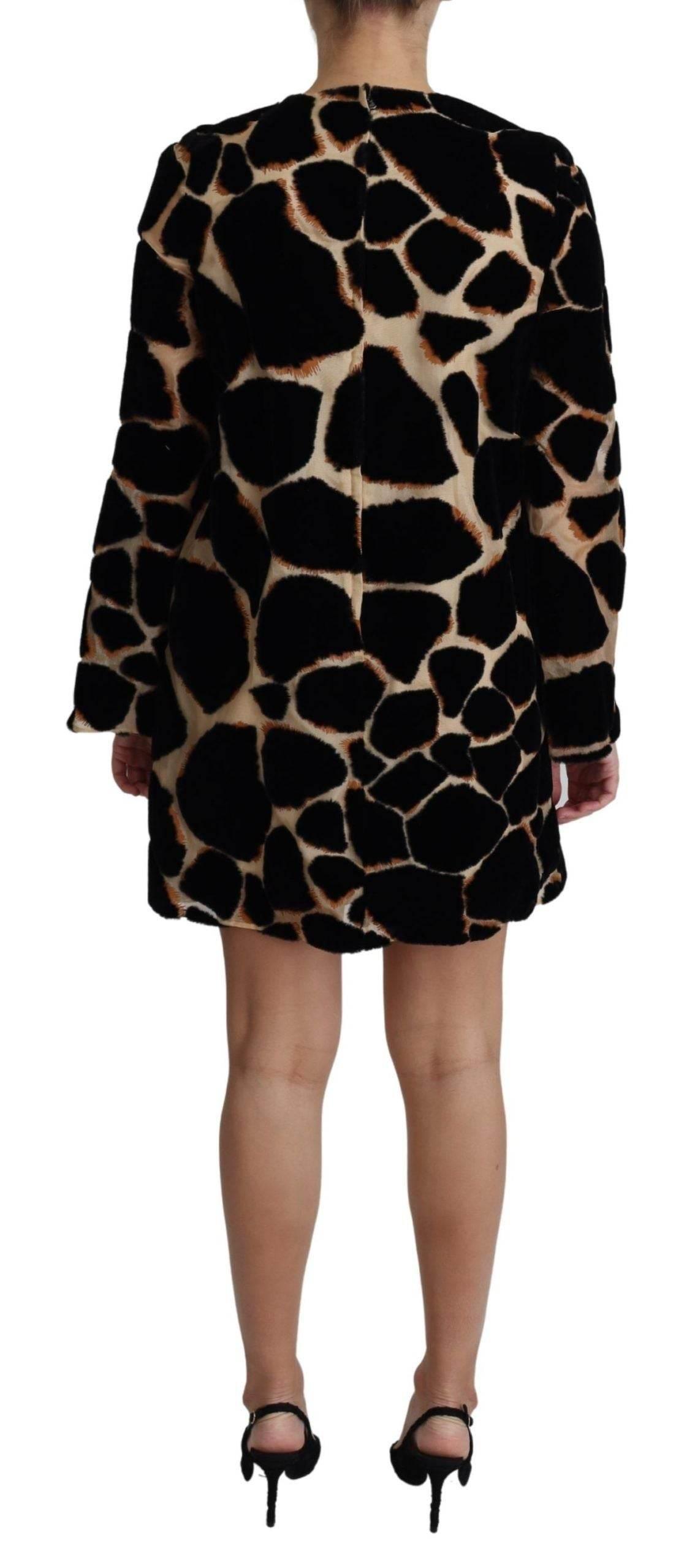 Dolce & Gabbana Black Giraffe Print Shift Mini Dress - Hilstor