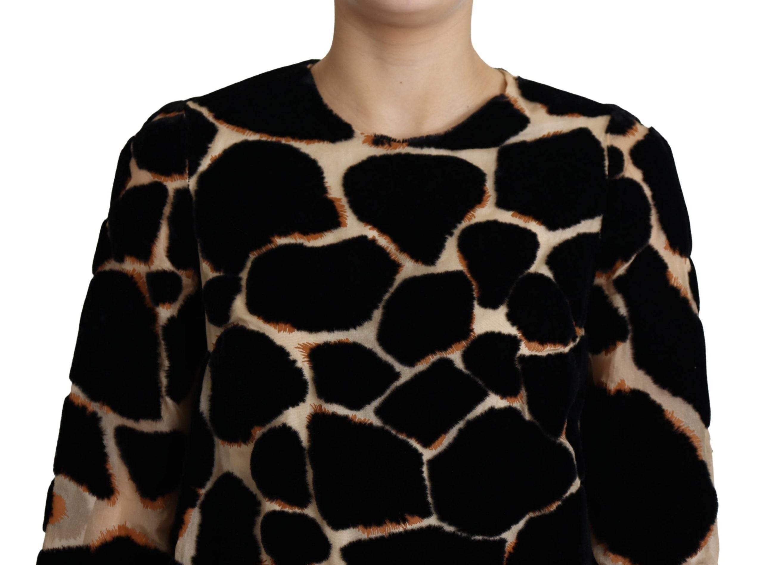 Dolce & Gabbana Black Giraffe Print Shift Mini Dress - Hilstor
